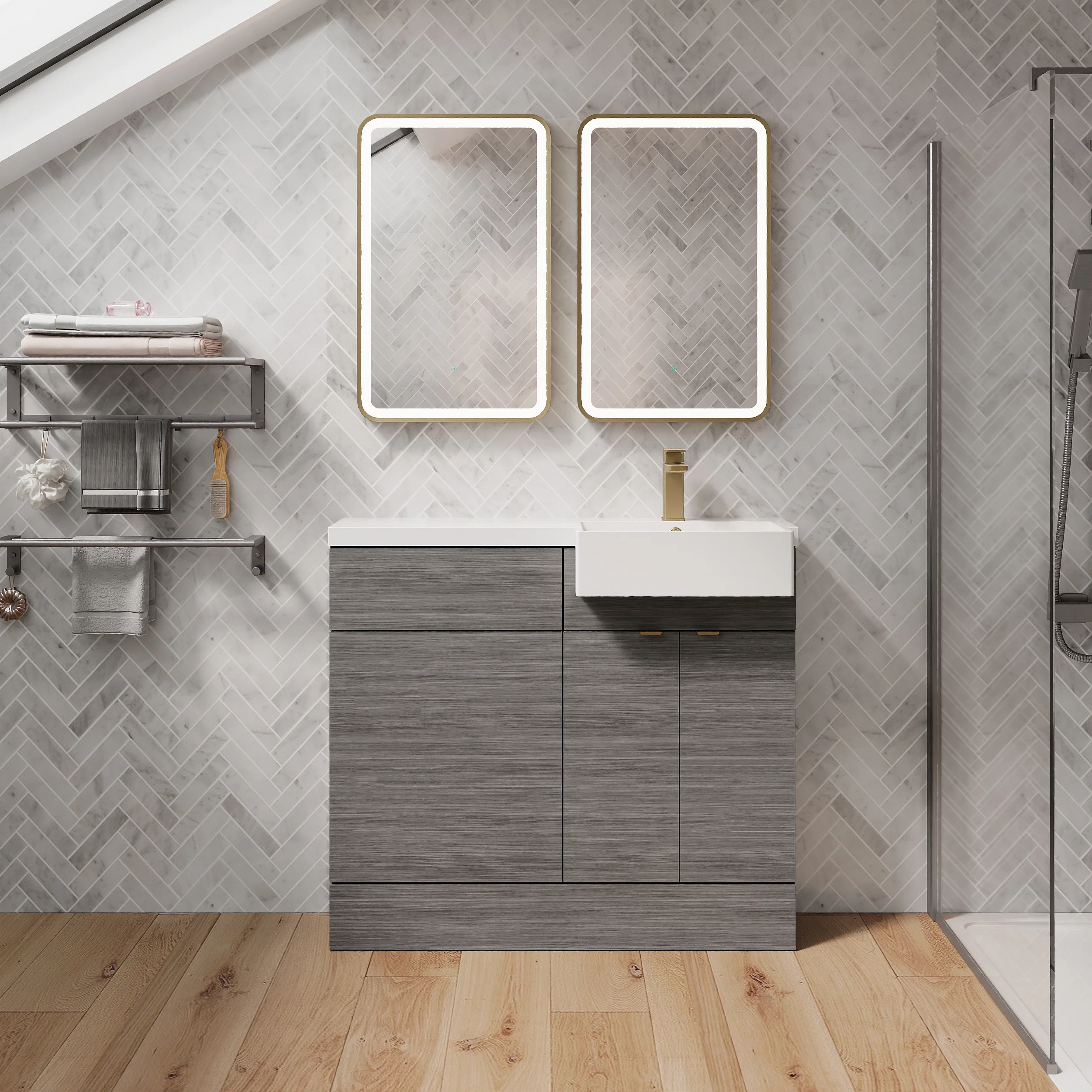 Bradwell 1100mm Combination Unit Anthracite Woodgrain & Semi Recessed Square Basin - Image 15