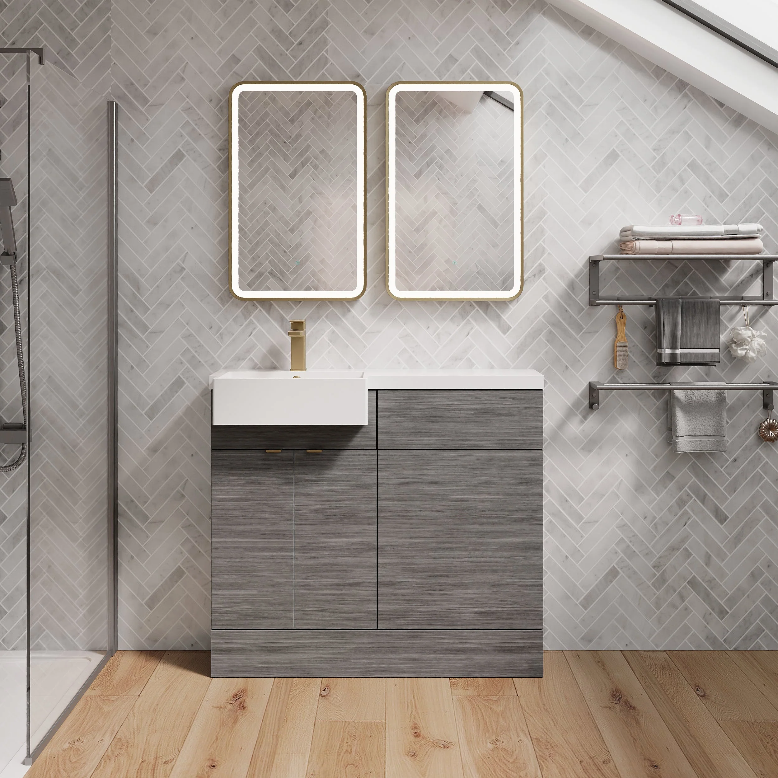 Bradwell 1100mm Combination Unit Anthracite Woodgrain & Semi Recessed Square Basin - Image 9