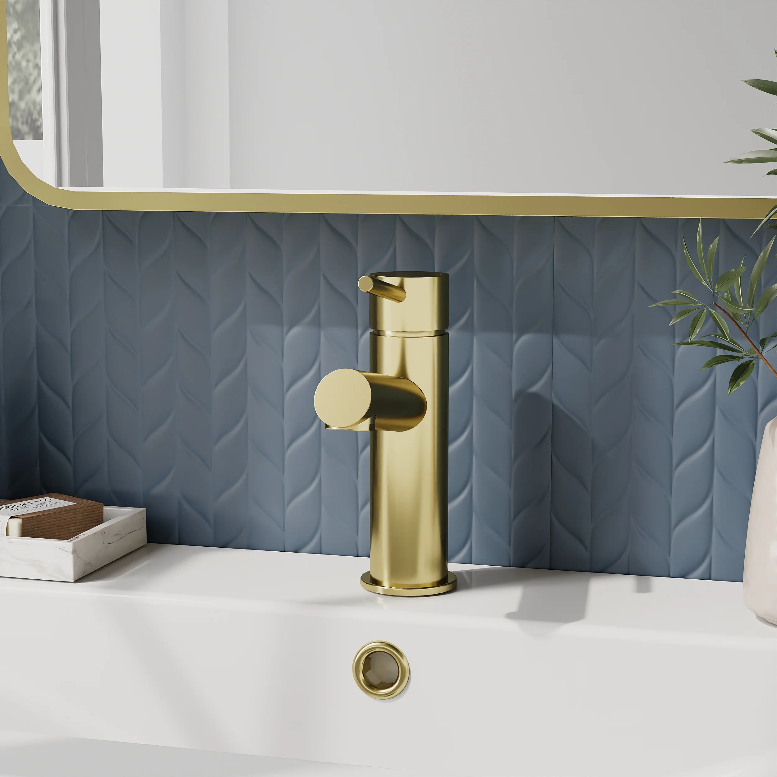 Brantley - Brushed Brass Mono Basin Mixer Tap Inc P/B Waste - Image 3