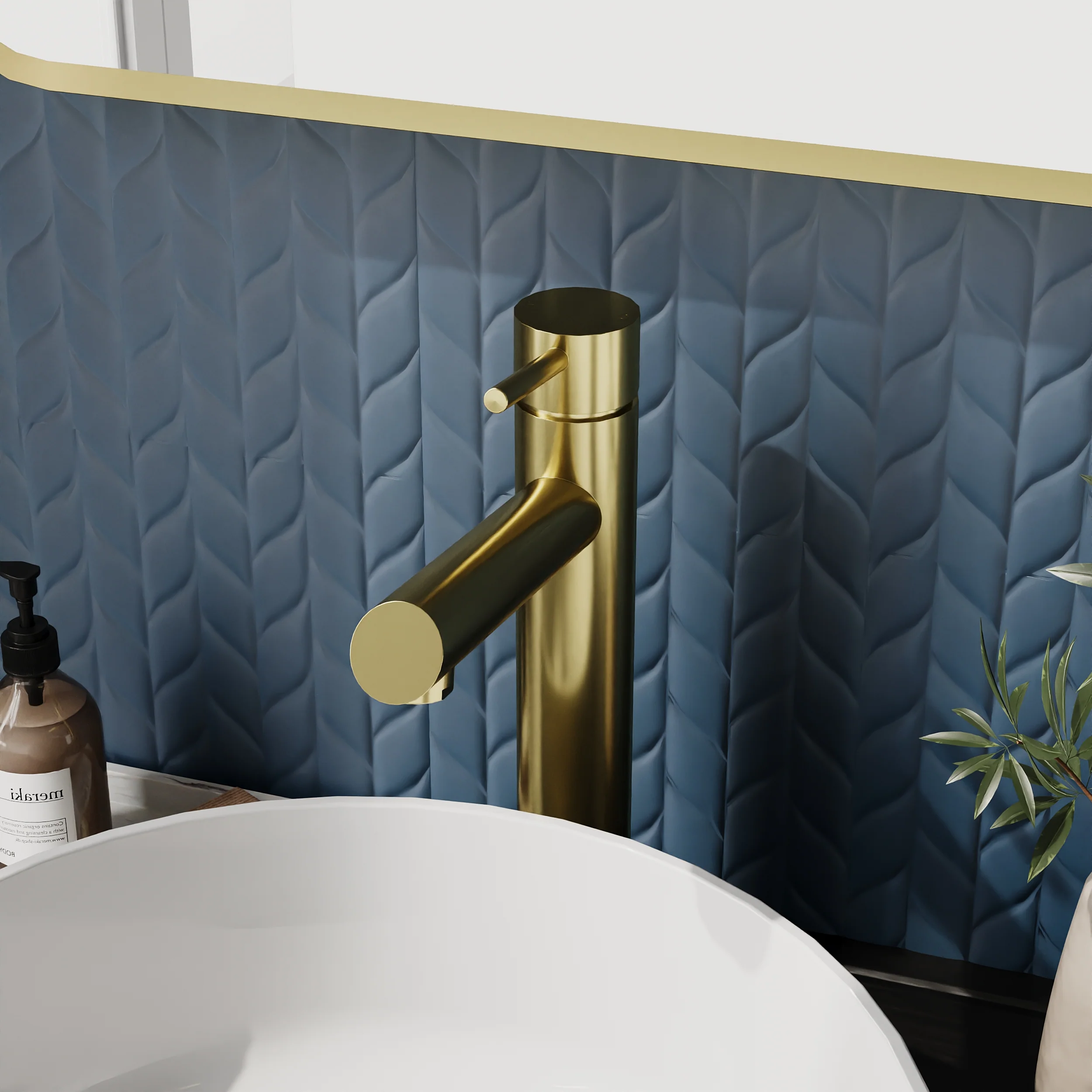 Brantley - Brushed Brass Tall Mono Basin Mixer - Image 3