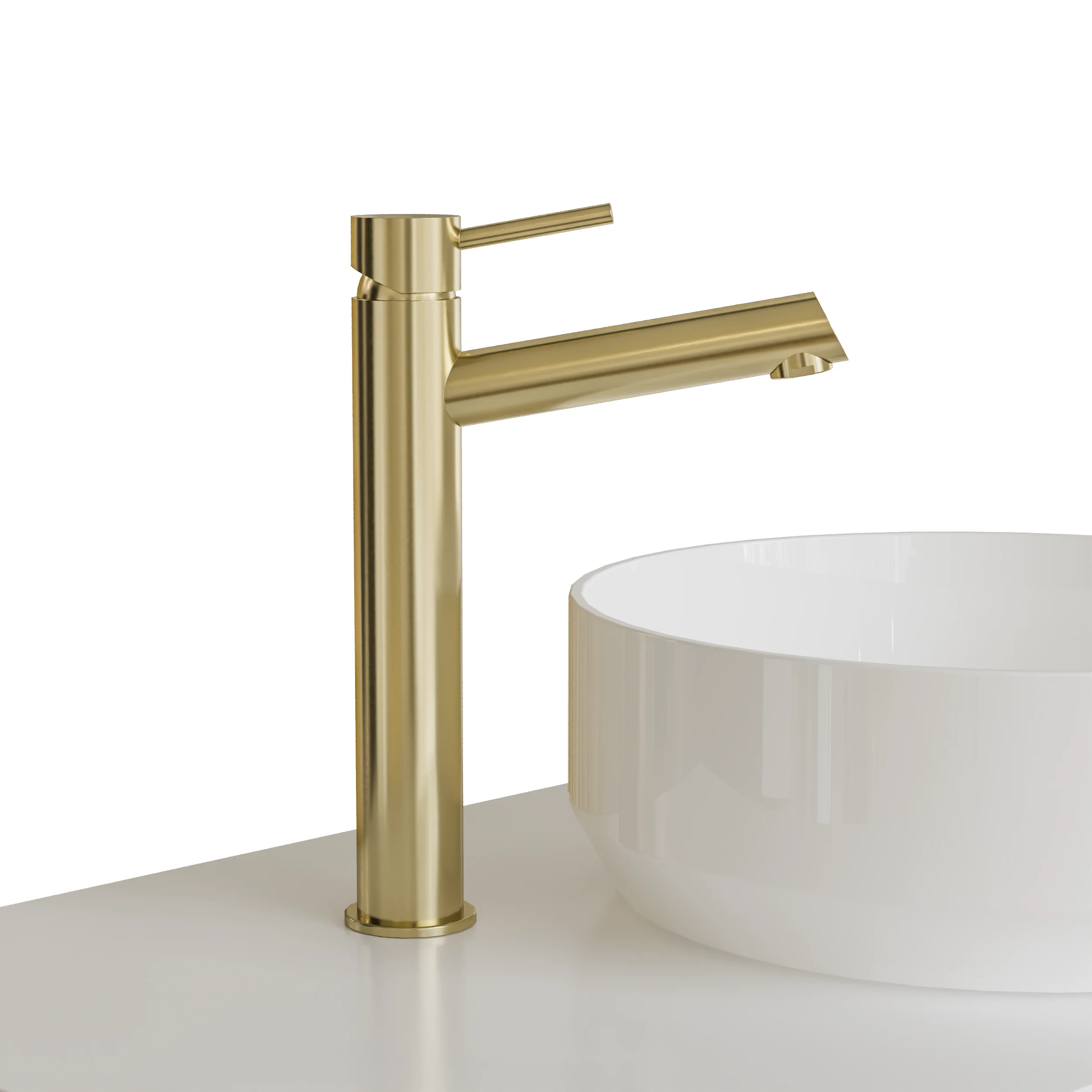 Brantley - Brushed Brass Tall Mono Basin Mixer - Image 4