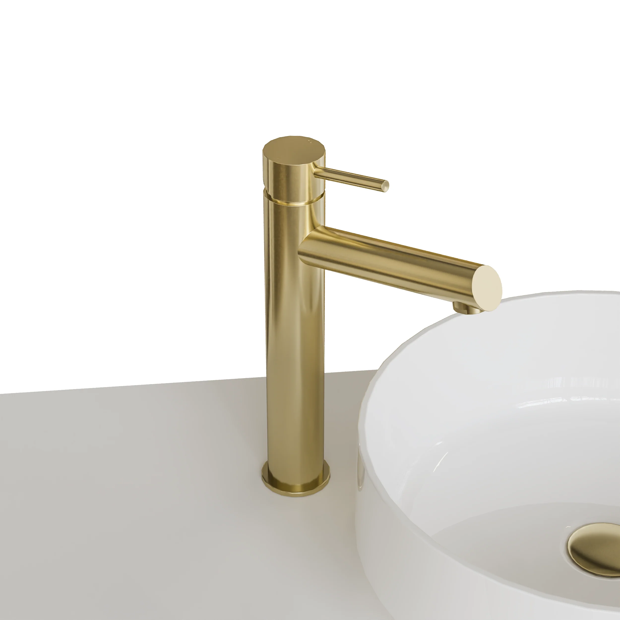 Brantley - Brushed Brass Tall Mono Basin Mixer - Image 5