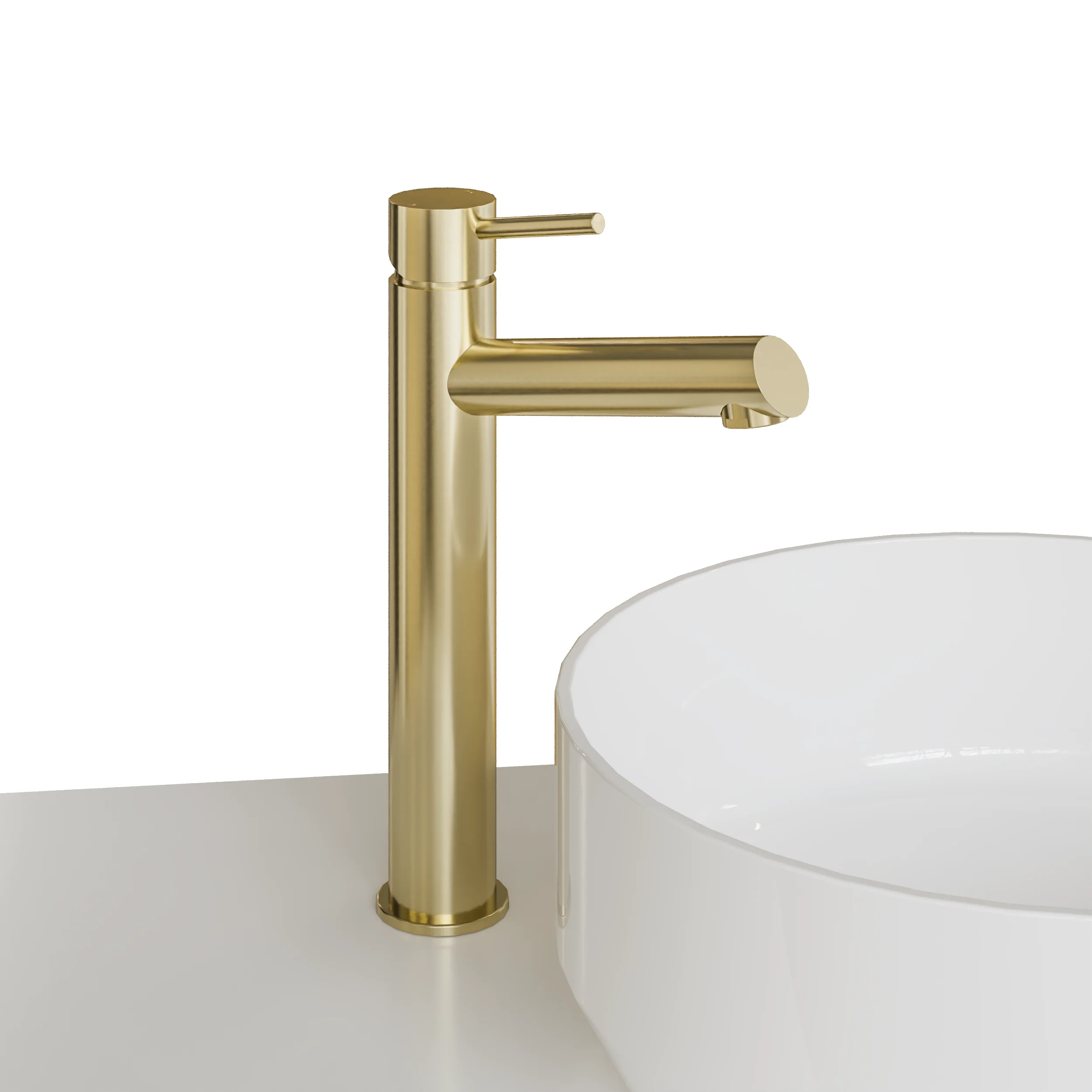 Brantley - Brushed Brass Tall Mono Basin Mixer - Image 6