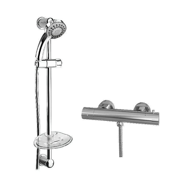 Brantley II Round Thermostatic Shower Valve & Slide Rail Kit - Chrome