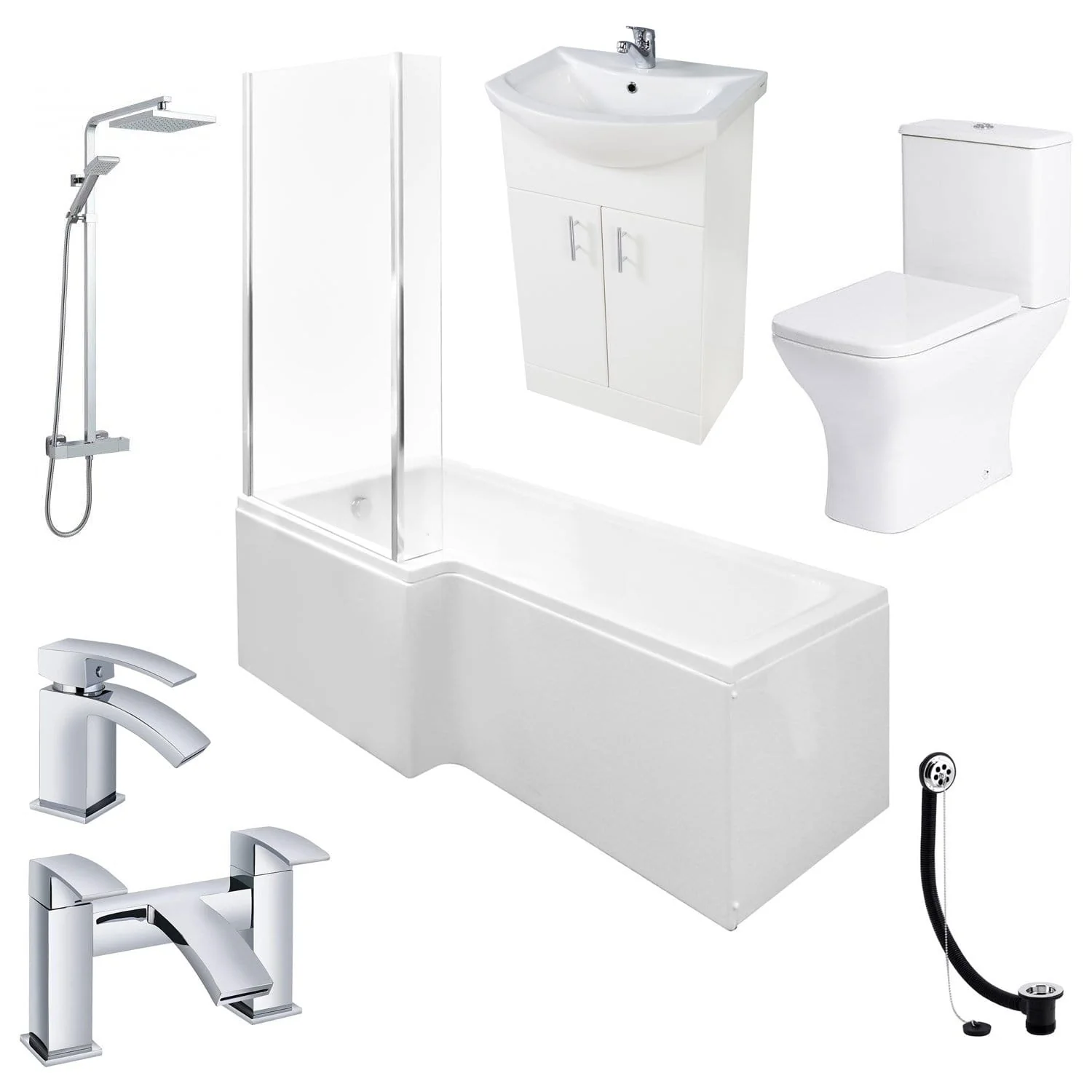 Brava 1500 L Shaped Vanity Bathroom Suite - Image 2