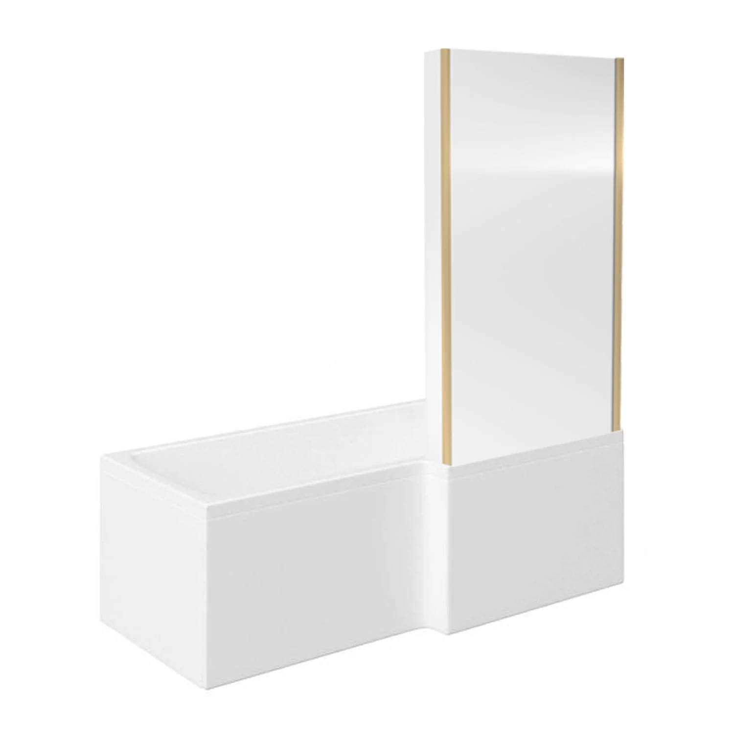 Brava 1600 L-Shaped Brushed Brass Complete Shower Bathroom Suite