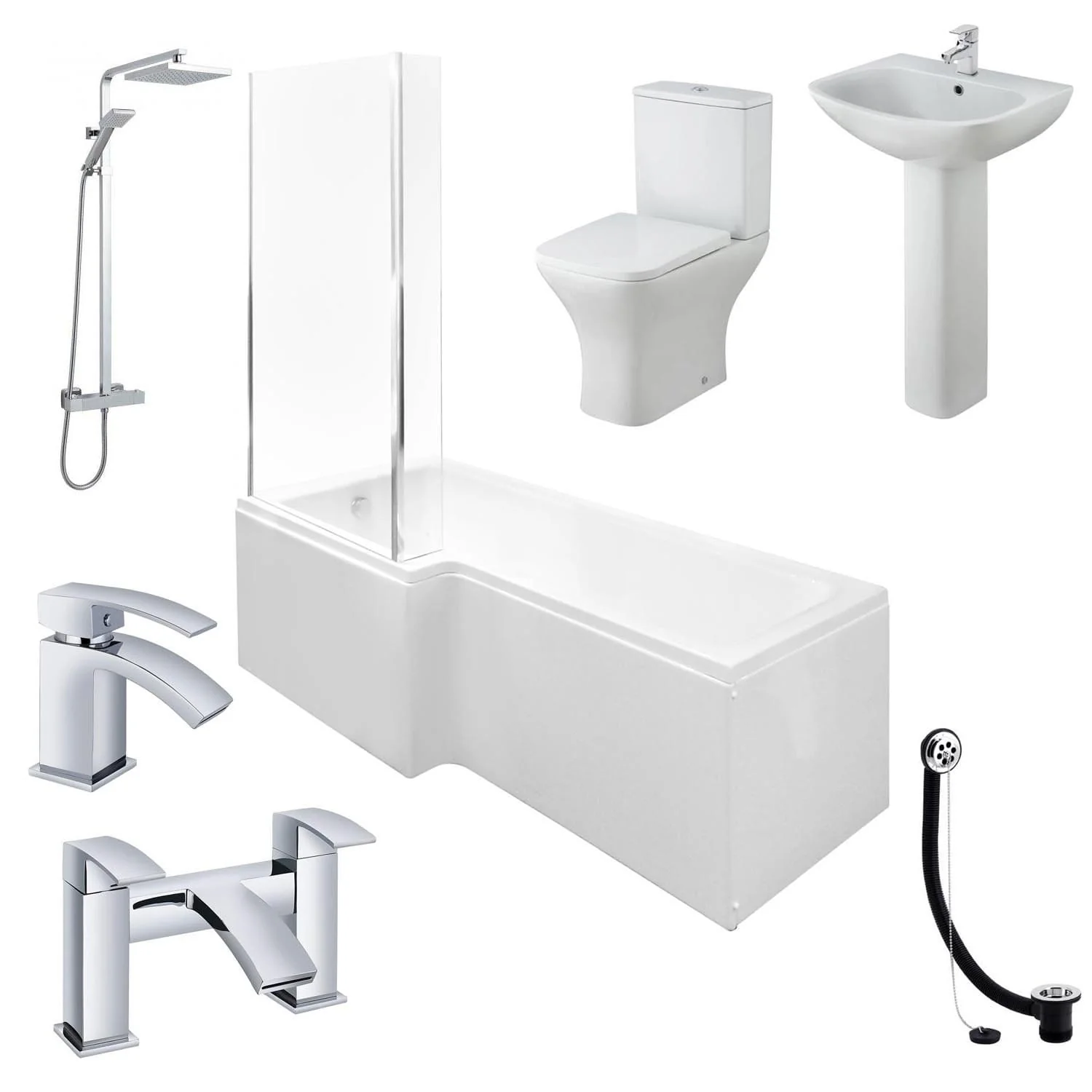Brava 1800 L-Shaped Shower Bathroom Suite - Image 2