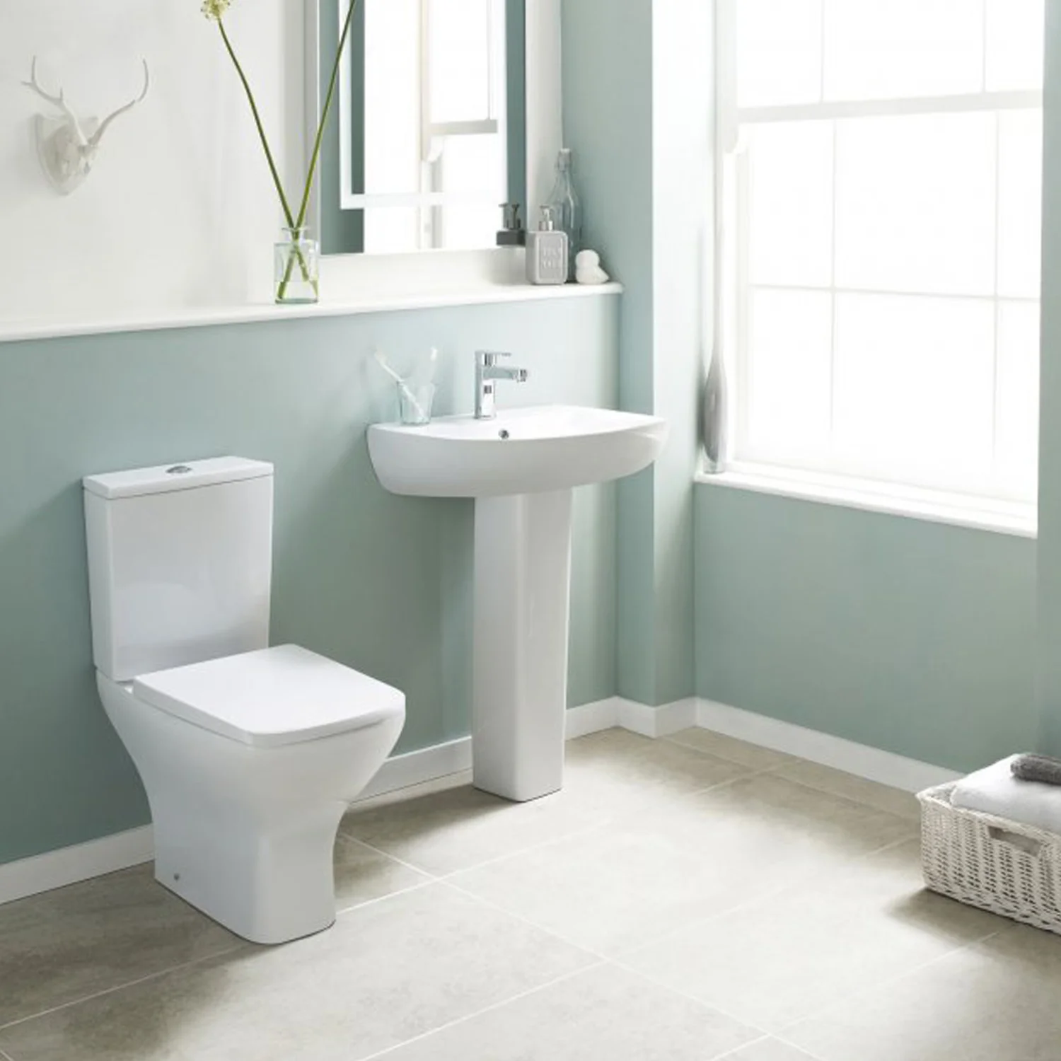Brava Close Coupled Rimless Toilet & 545mm Full Pedestal Basin