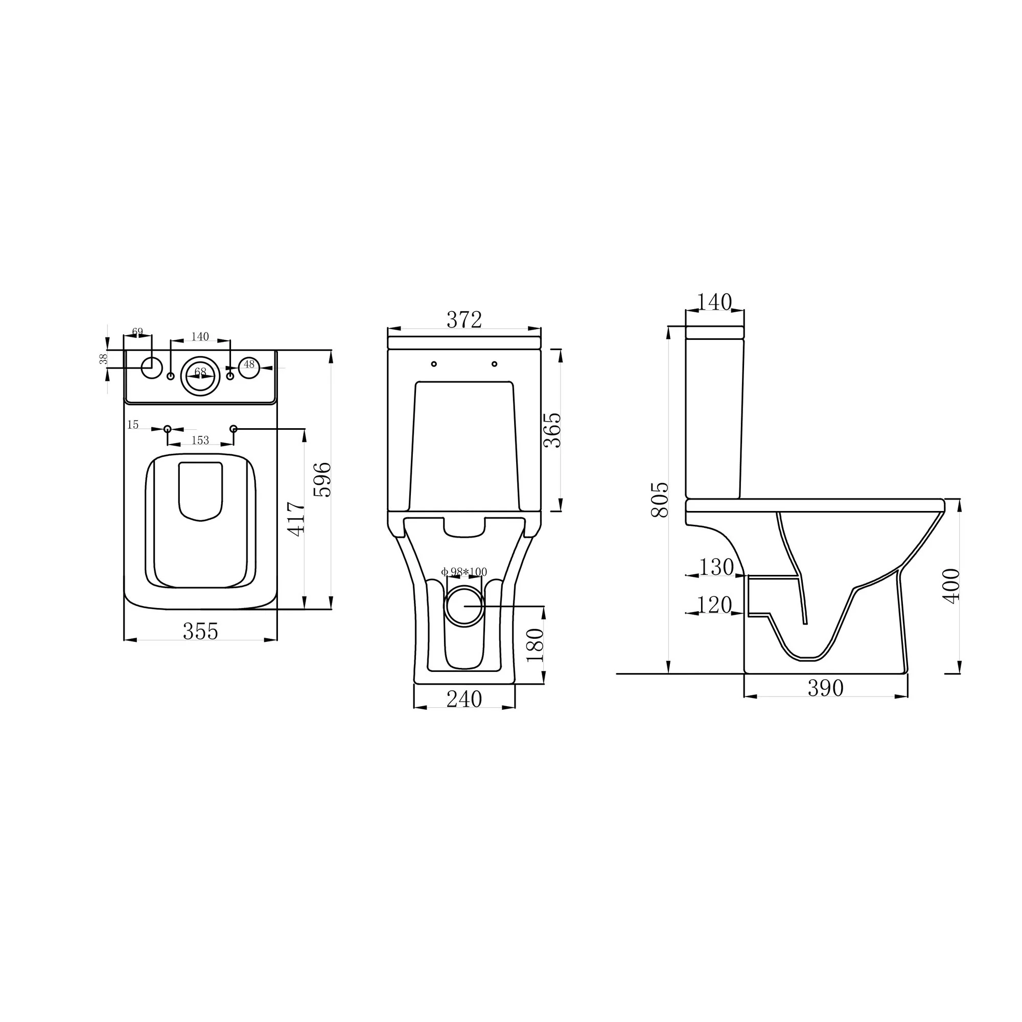 Juniper Close Coupled Rimless Toilet & Soft Close Seat - Space Saver - Image 5