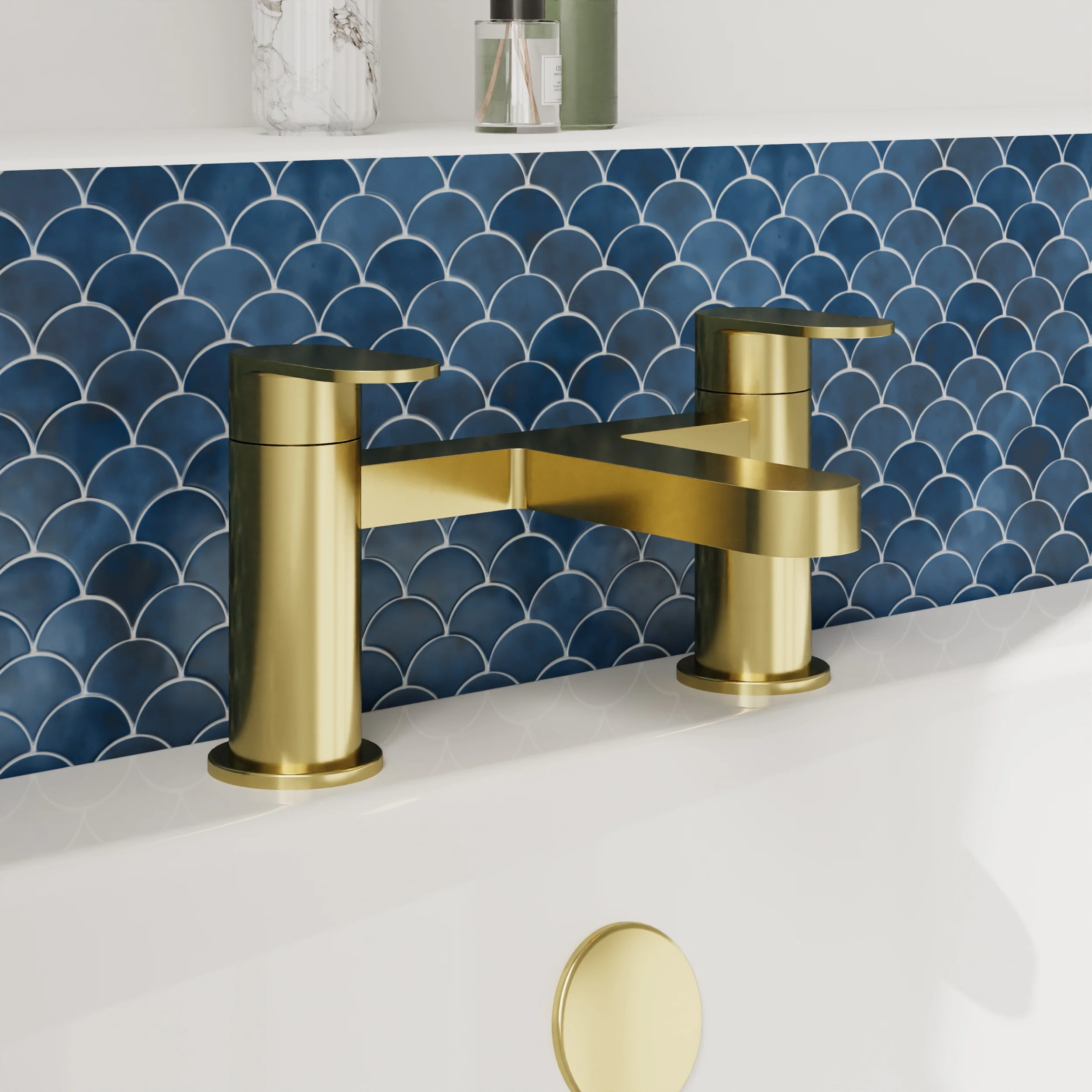 Brayden - Brushed Brass Mono Basin Mixer Inc P/B Waste and Bath Filler - Image 6
