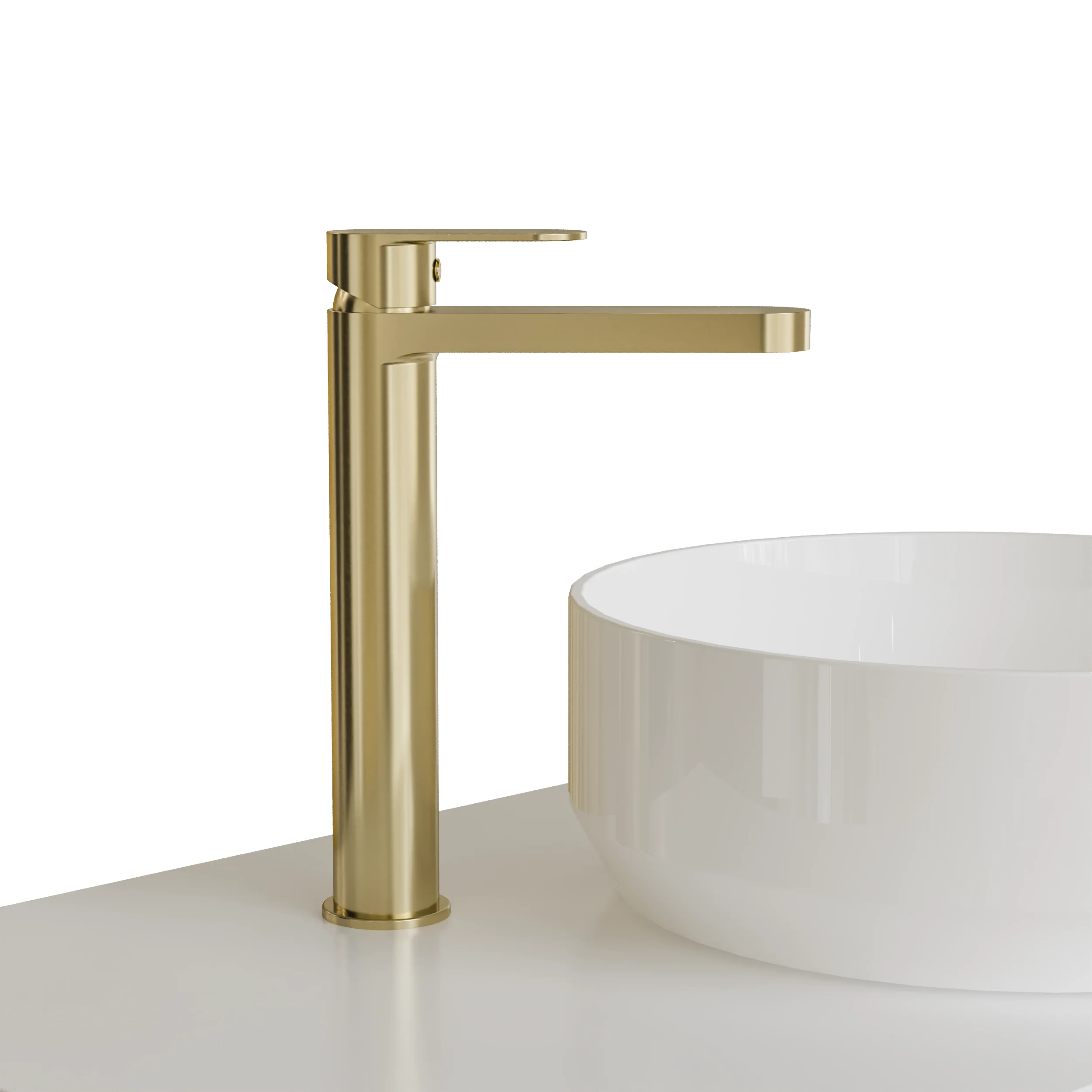 Brayden - Brushed Brass Tall Mono Basin Mixer Tap - Image 4