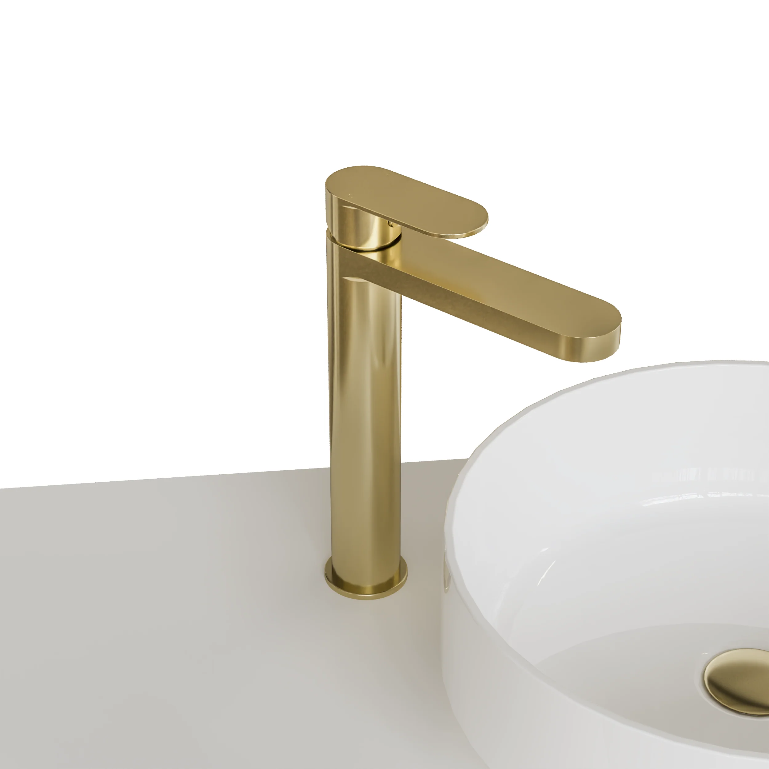Brayden - Brushed Brass Tall Mono Basin Mixer Tap - Image 5