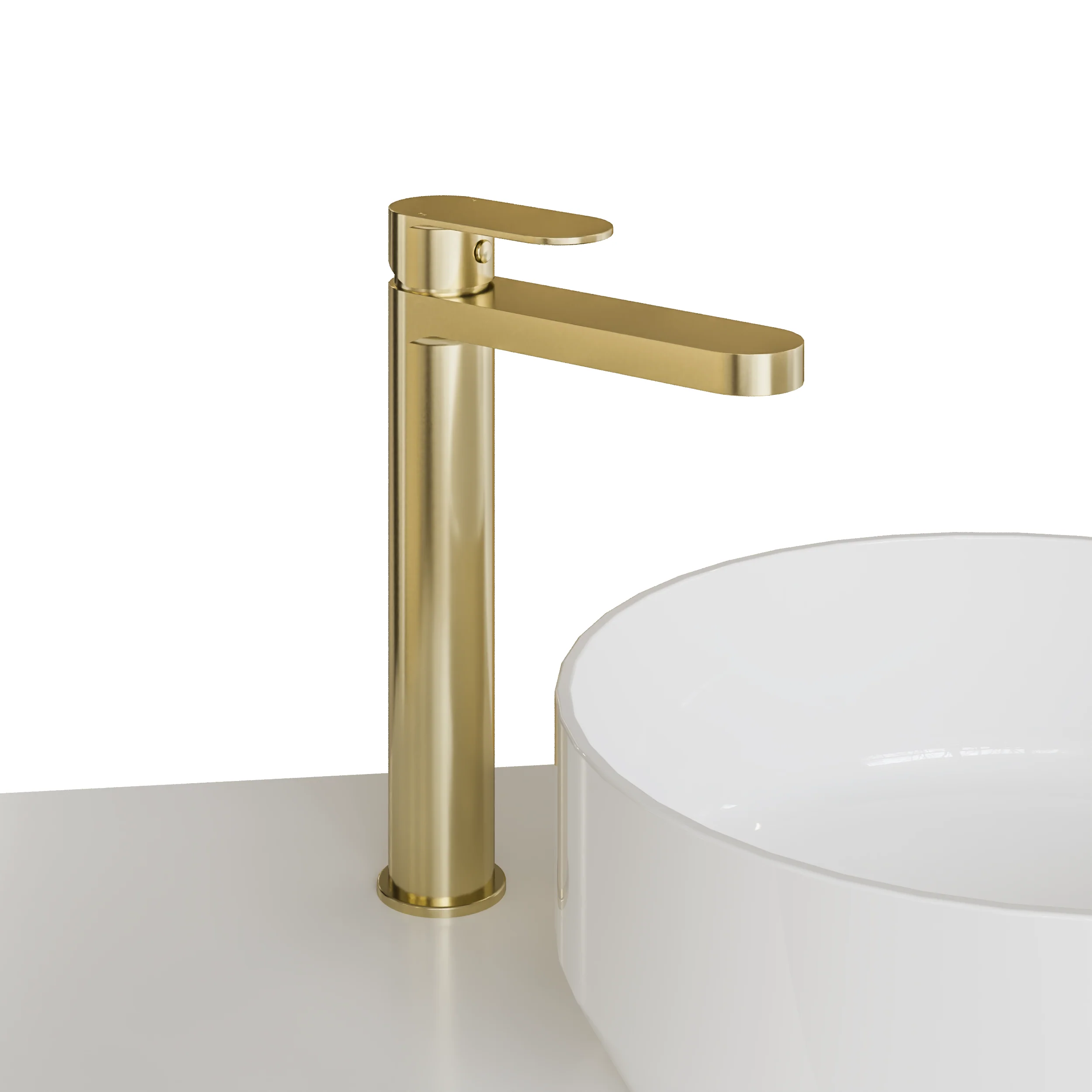 Brayden - Brushed Brass Tall Mono Basin Mixer Tap - Image 6