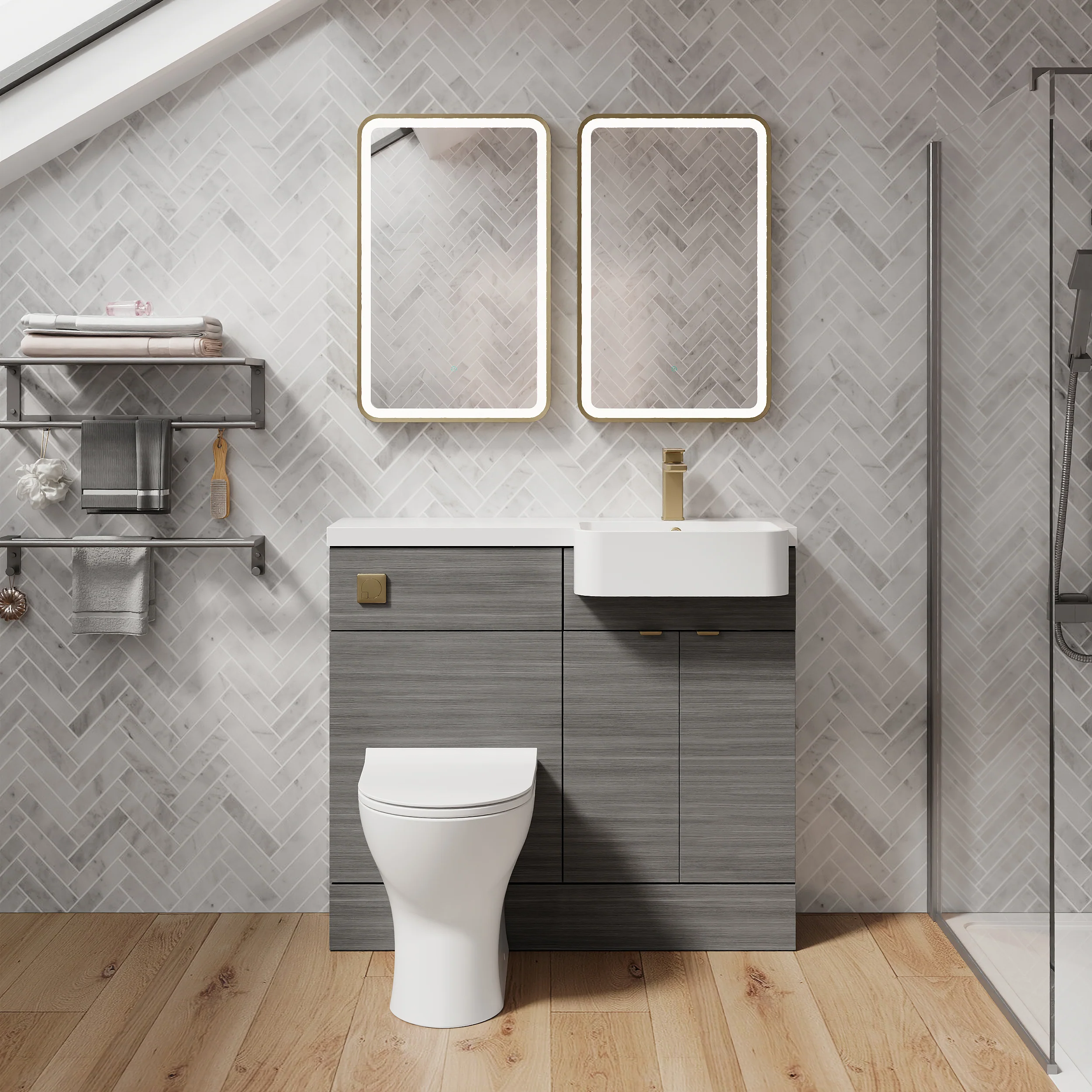 Calver 1100mm Combination Unit Anthracite Woodgrain & Semi Recessed Round Basin - Image 13