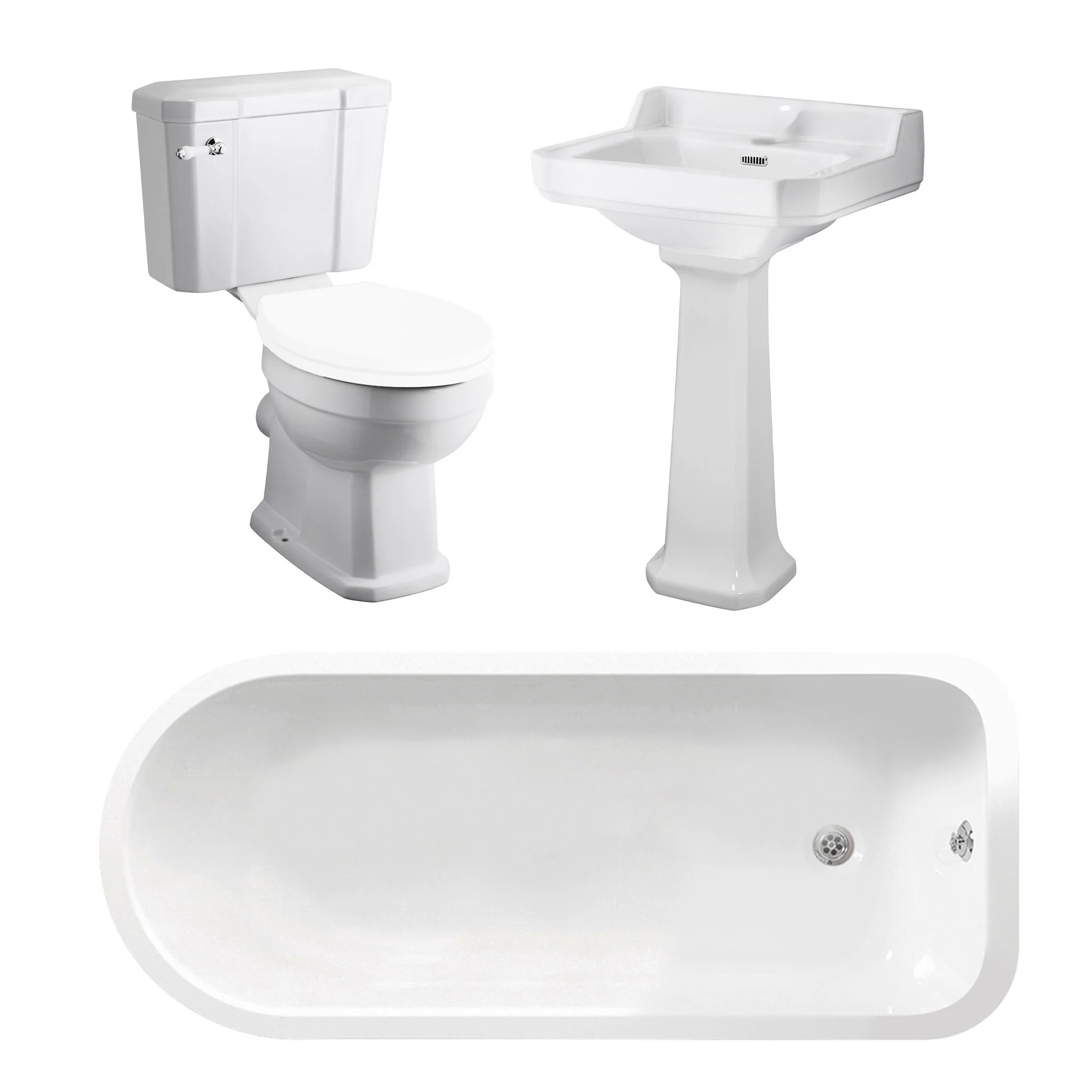 Cambridge Traditional Freestanding Bathroom Suite 1470mm with Basin Pedestal - Image 2