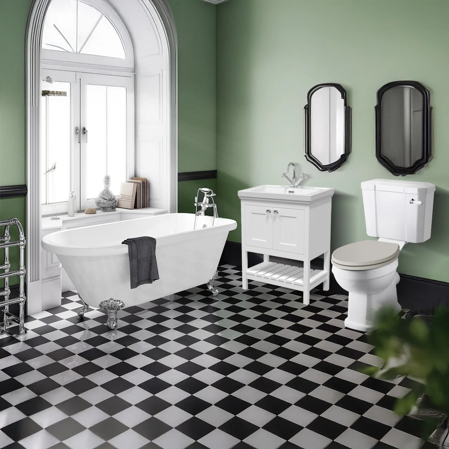 Cambridge Traditional Freestanding Bathroom Suite 1780mm with Basin Vanity Unit