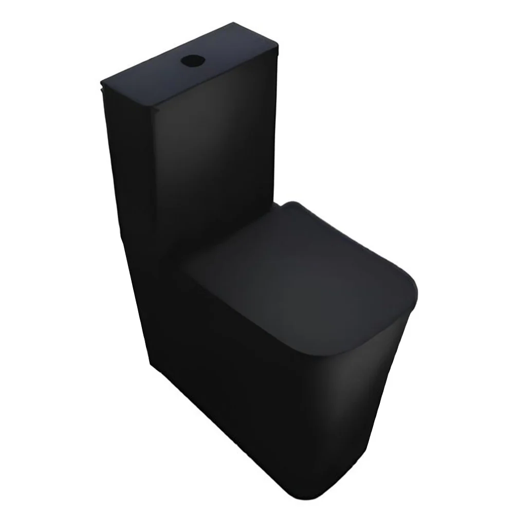 Capello Fully Back to Wall Comfort height Toilet Set with Soft Close Seat - Matt Black