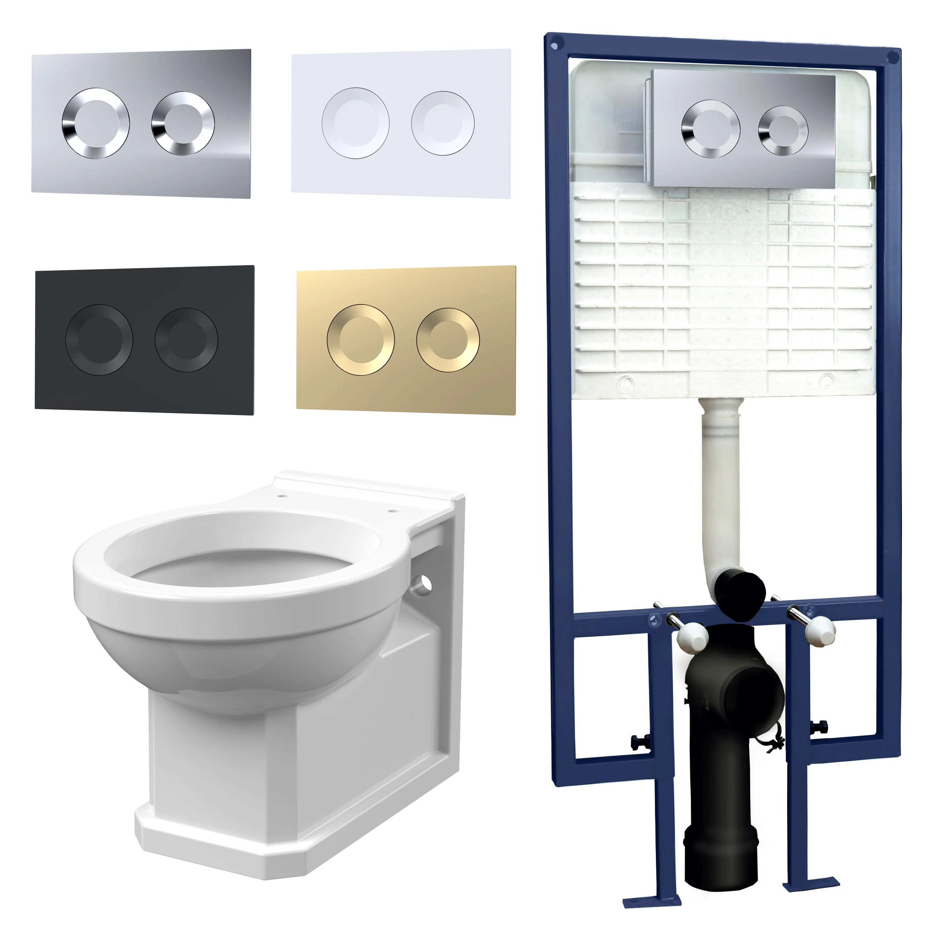 Carlton Concealed Cistern Frames Wall Hung Pan - Round Plate