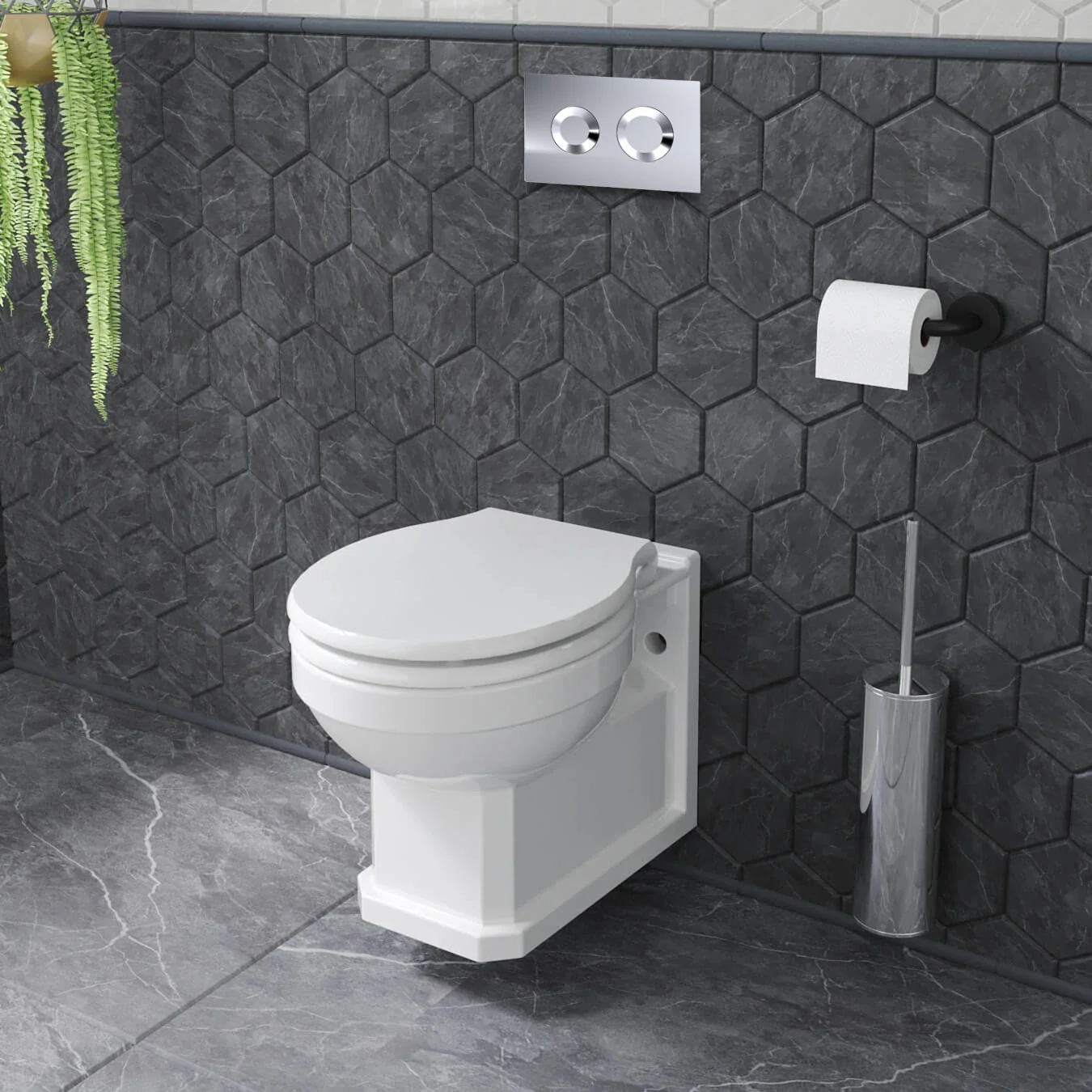 Carlton Concealed Cistern Frames Wall Hung Pan - Round Plate - Image 3
