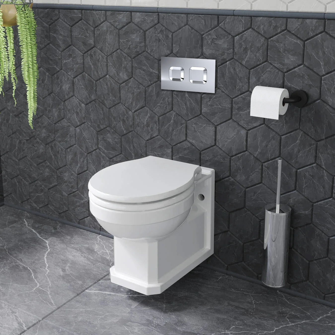 Carlton Mid-Height Concealed Cistern Frames Wall Hung Pan - Square Plate - Image 3