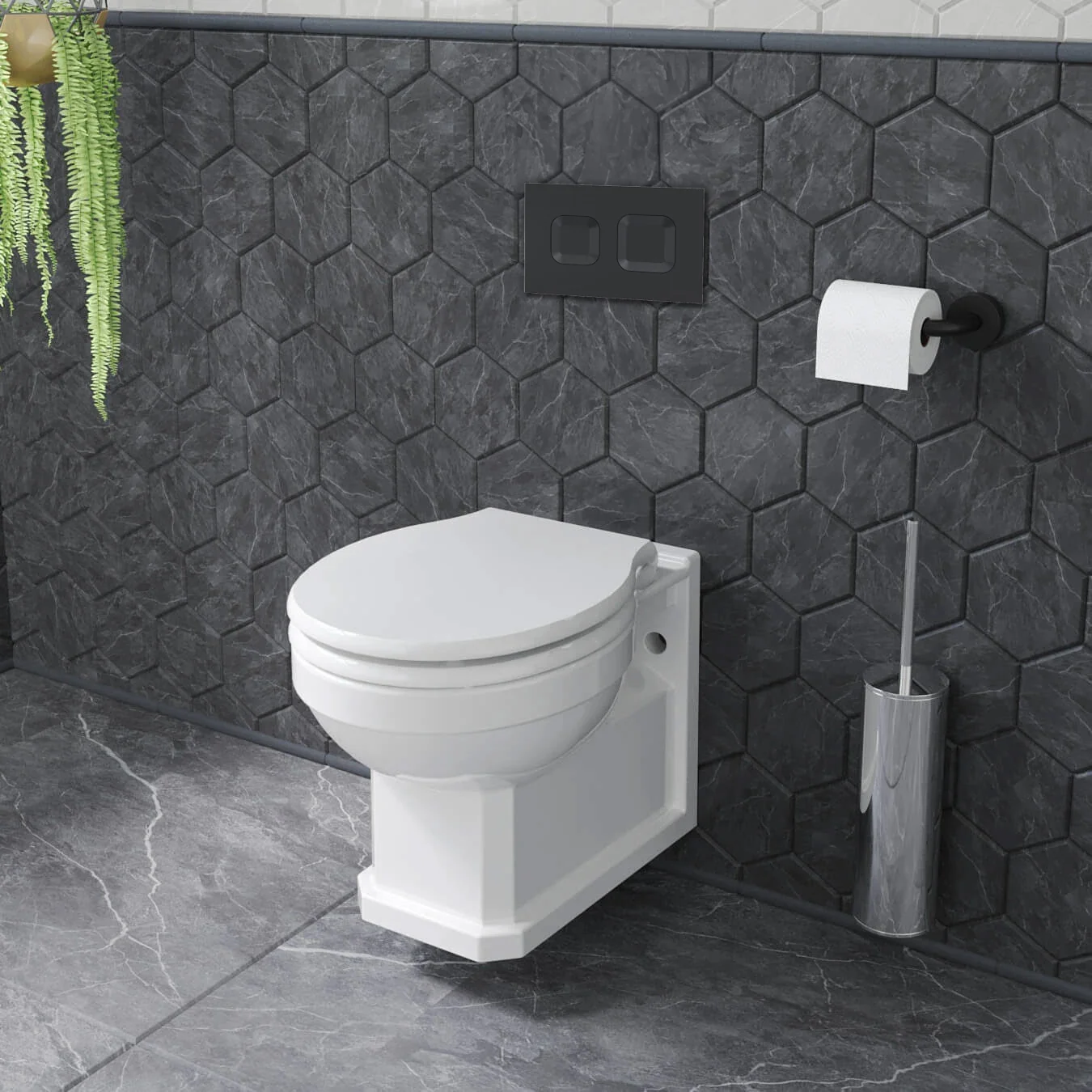 Carlton Mid-Height Concealed Cistern Frames Wall Hung Pan - Square Plate - Image 5
