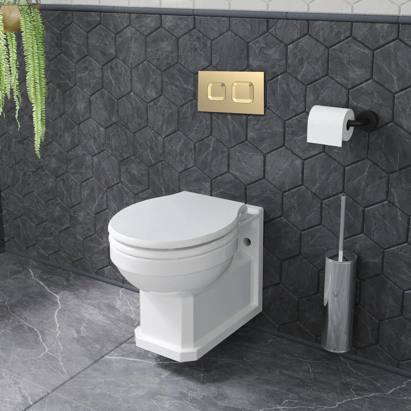 Carlton Mid-Height Concealed Cistern Frames Wall Hung Pan - Square Plate - Image 6