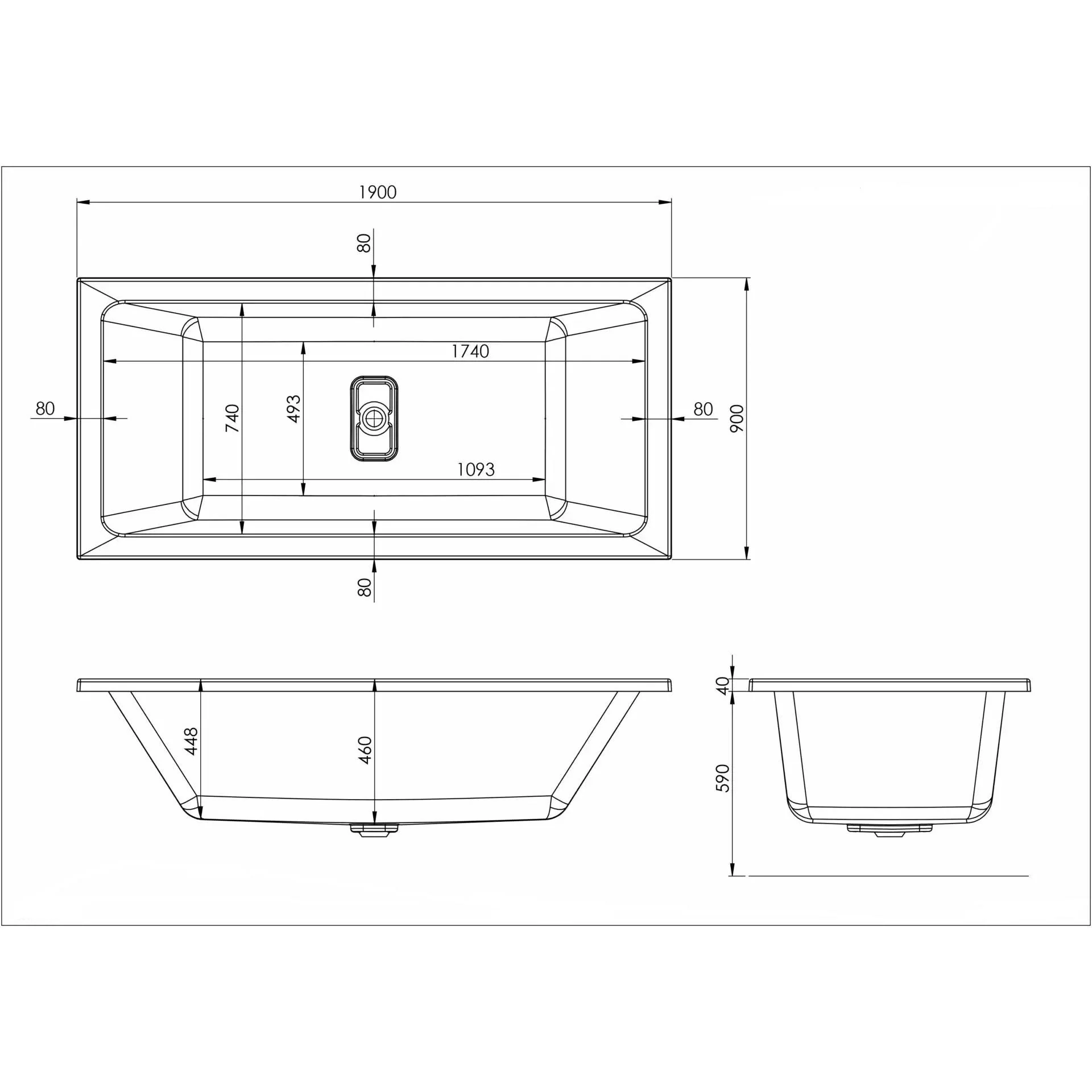 Carpi II Super Deep 1900 x 900 Double Ended Bath - Image 2