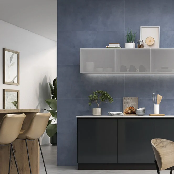 Chic Blue Square Porcelain Tile