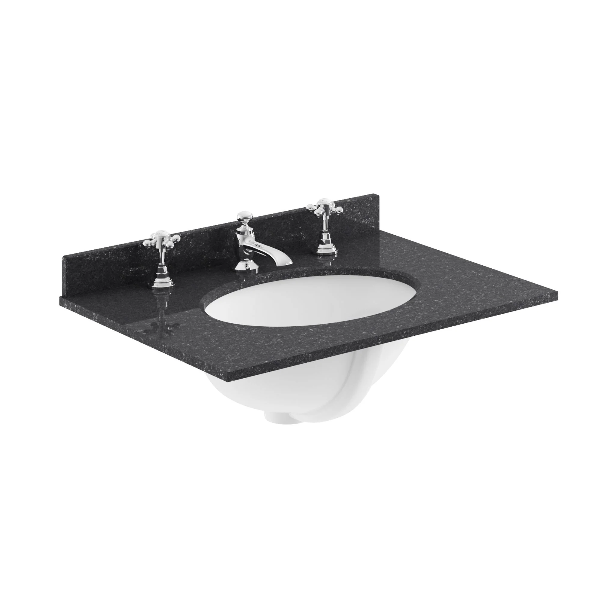 Classique 600mm Floor Standing 2-Door Unit & Black Marble Top 3TH - Satin White - Image 8