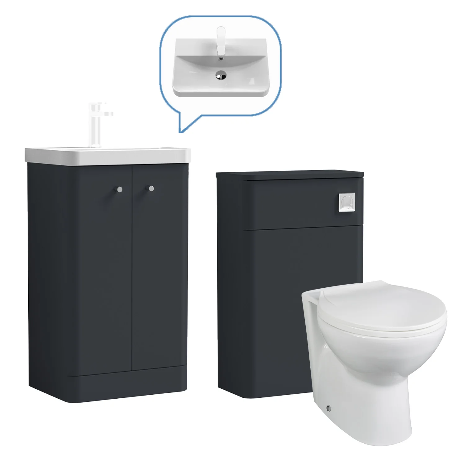 Core-Series Floor Standing Vanity & WC Set 1000mm - Soft Black - Image 2