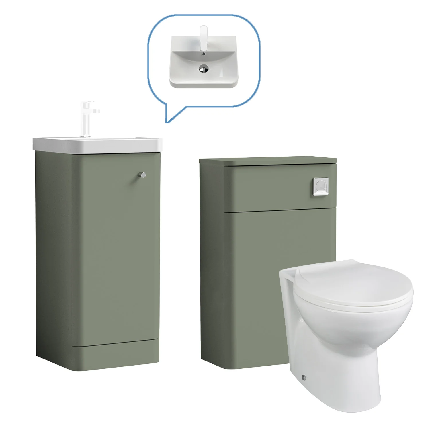 Core-Series Floor Standing Vanity & WC Set 900mm - Satin Green - Image 2