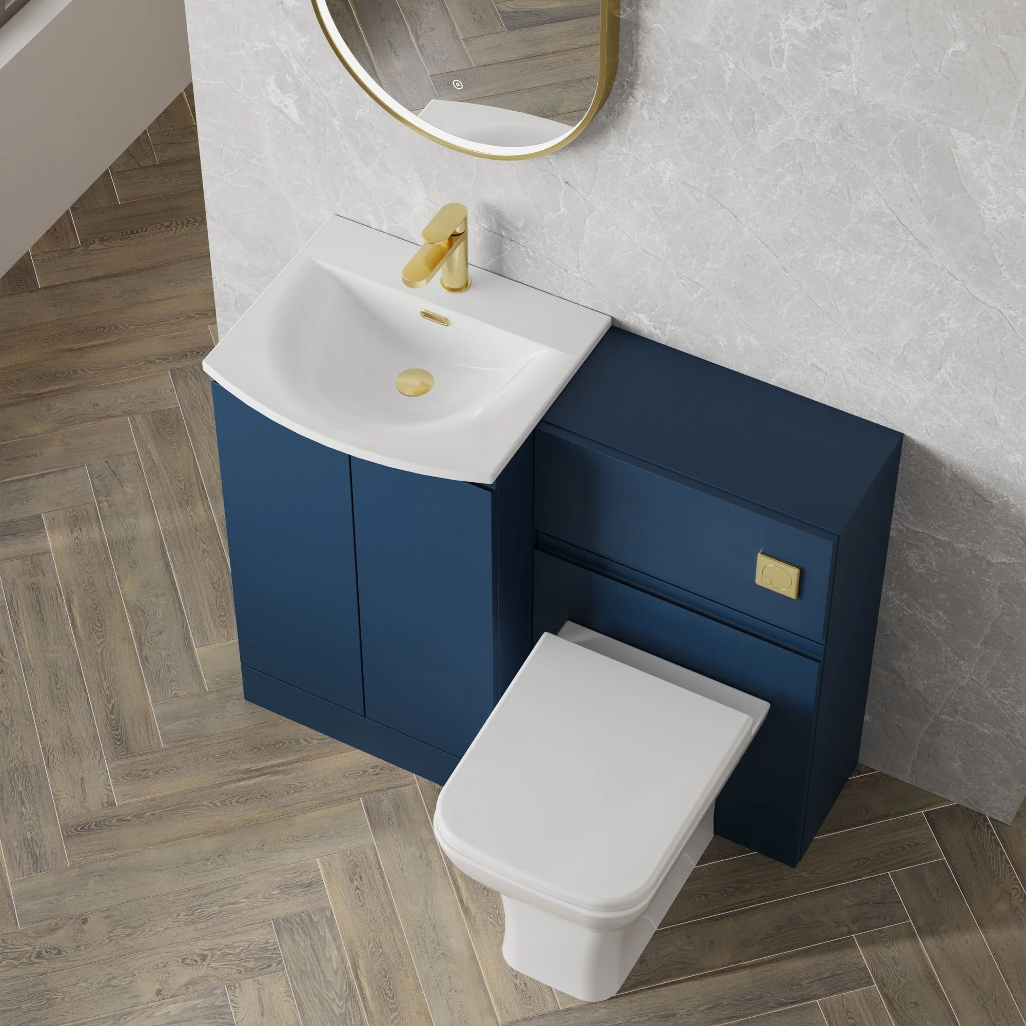 COSMO Curve 2-Door 1100mm Combination Unit - Satin Blue - Image 4