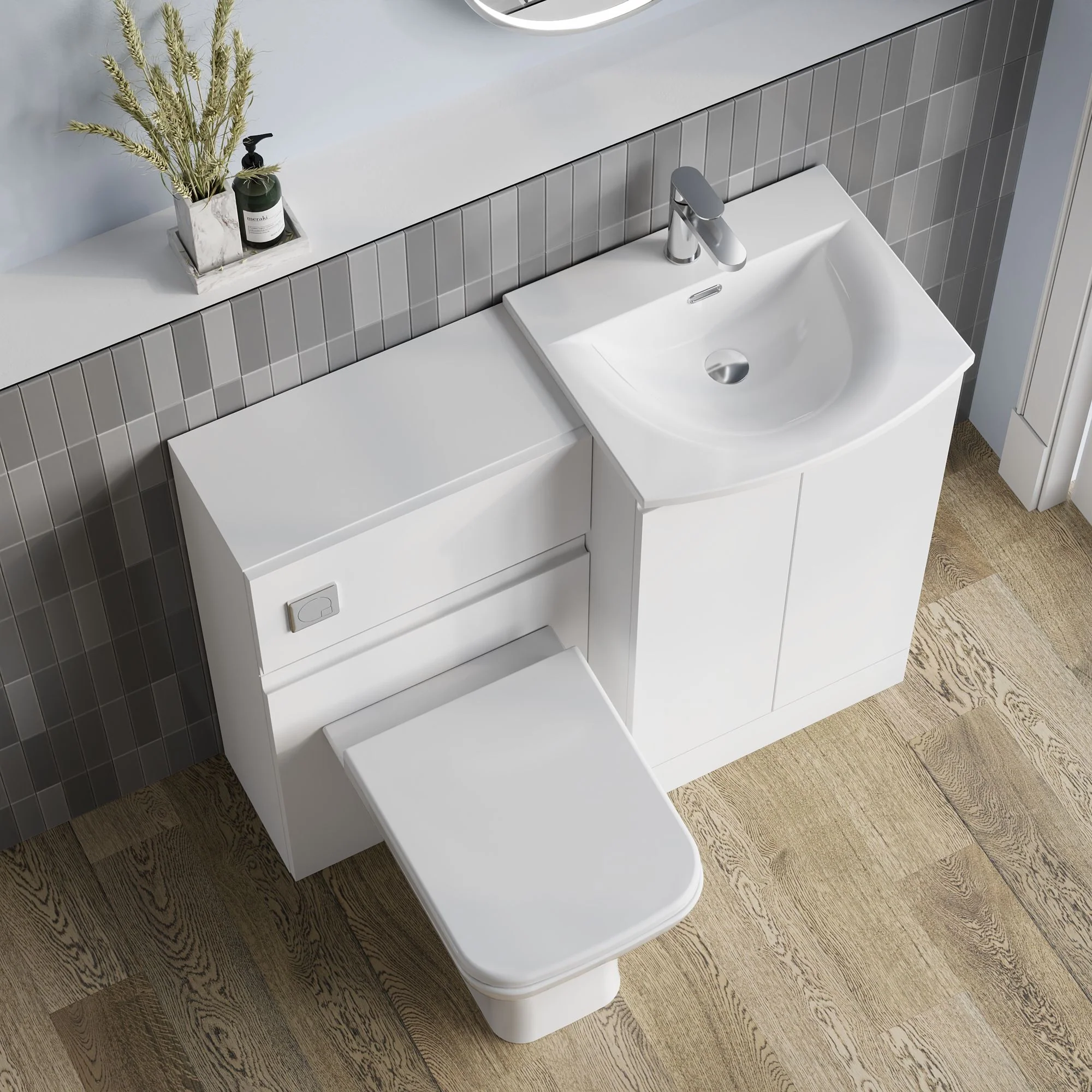 COSMO Curve 2-Door 1000mm Combination Unit - Satin White