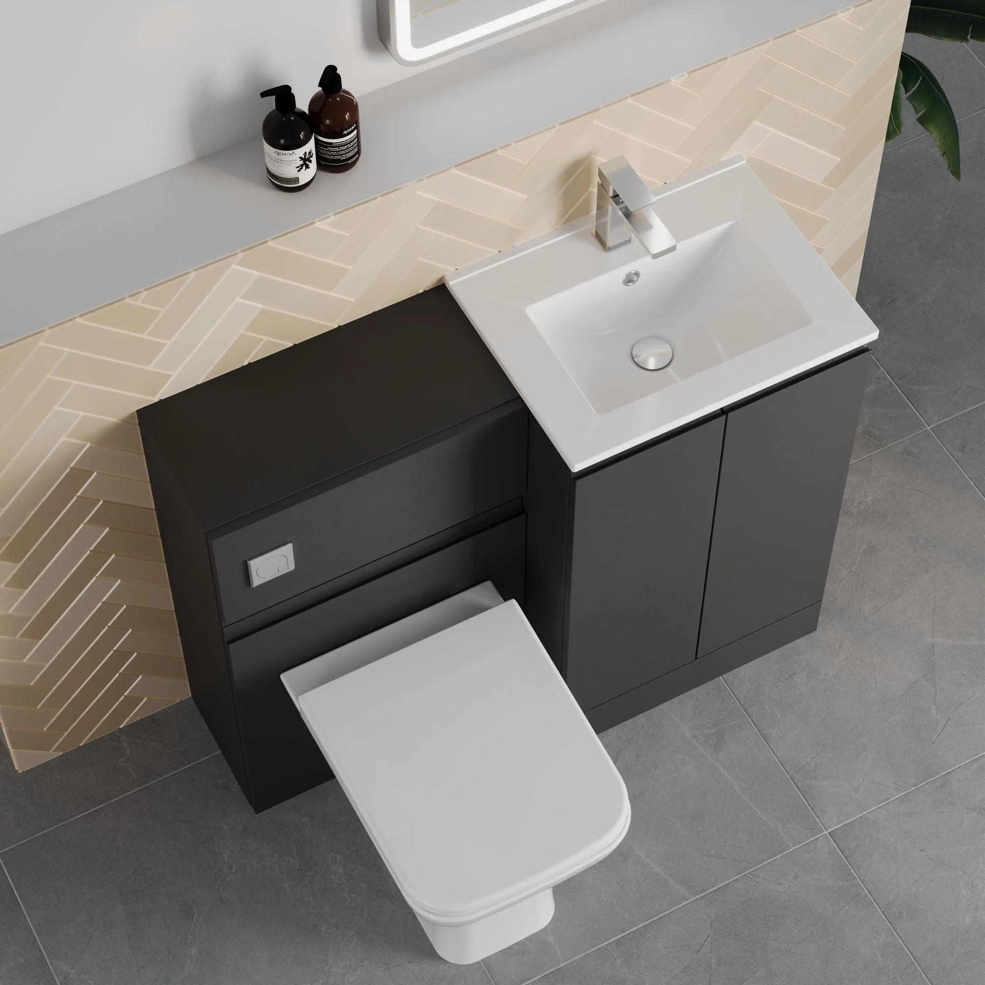 COSMO Square 2-Door 1000mm Combination Unit - Soft Black