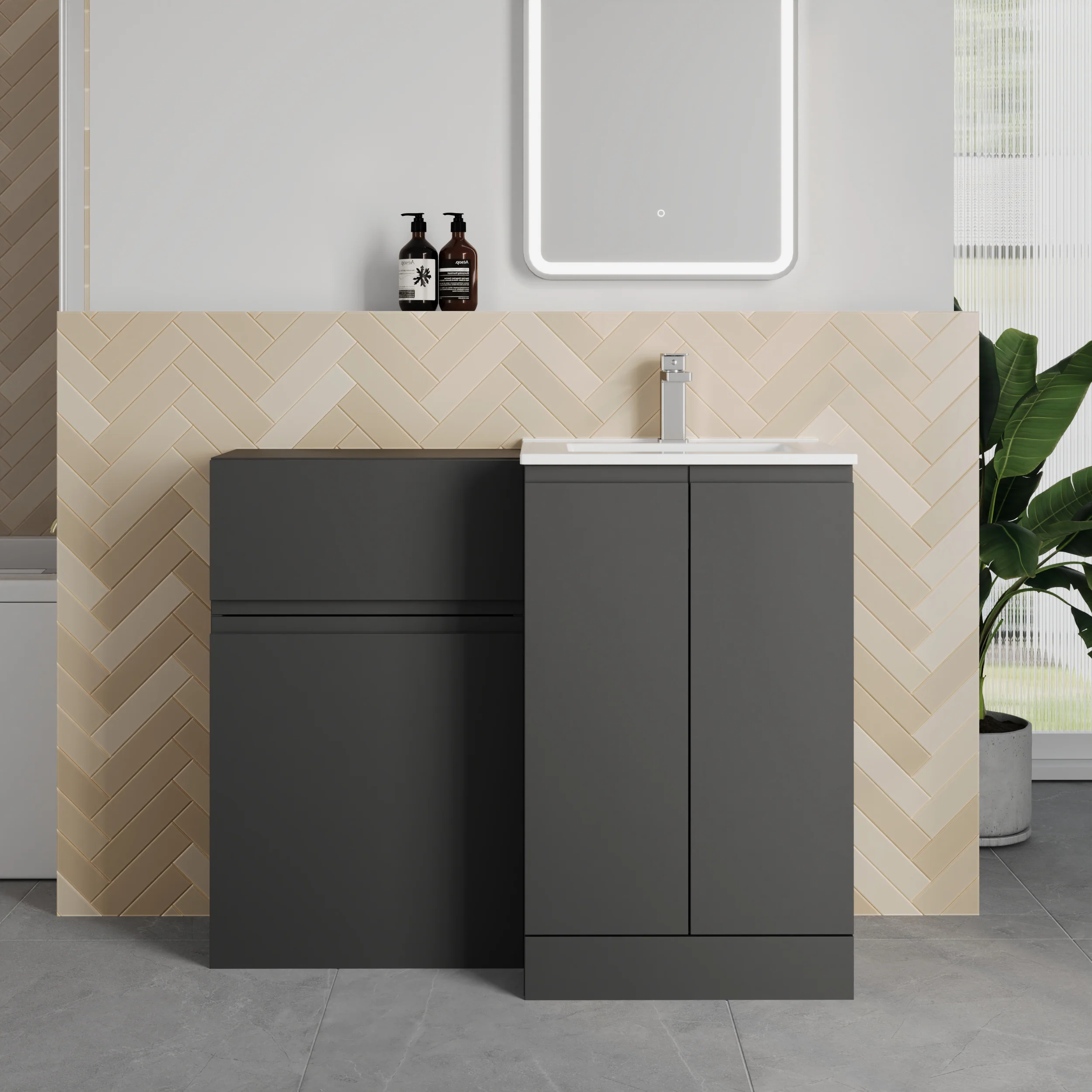 COSMO Square 2-Door 1000mm Combination Unit - Soft Black - Image 5