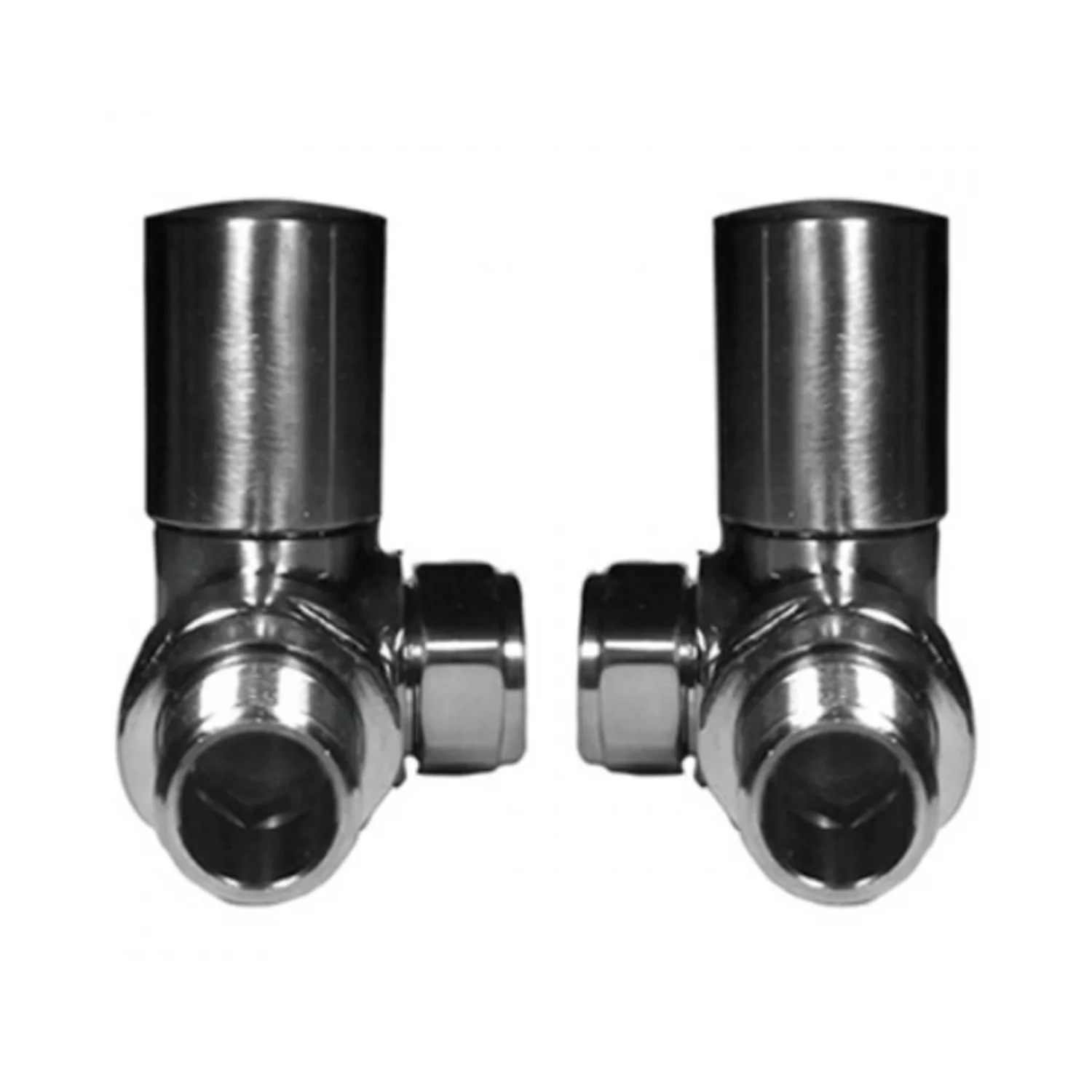 Crova Corner Radiator Valve Pair 15mm - Brushed