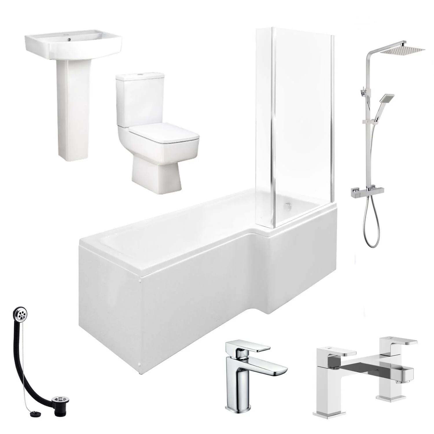 Crystalline 1600 L-Shaped Complete Shower Bathroom Suite - Image 10