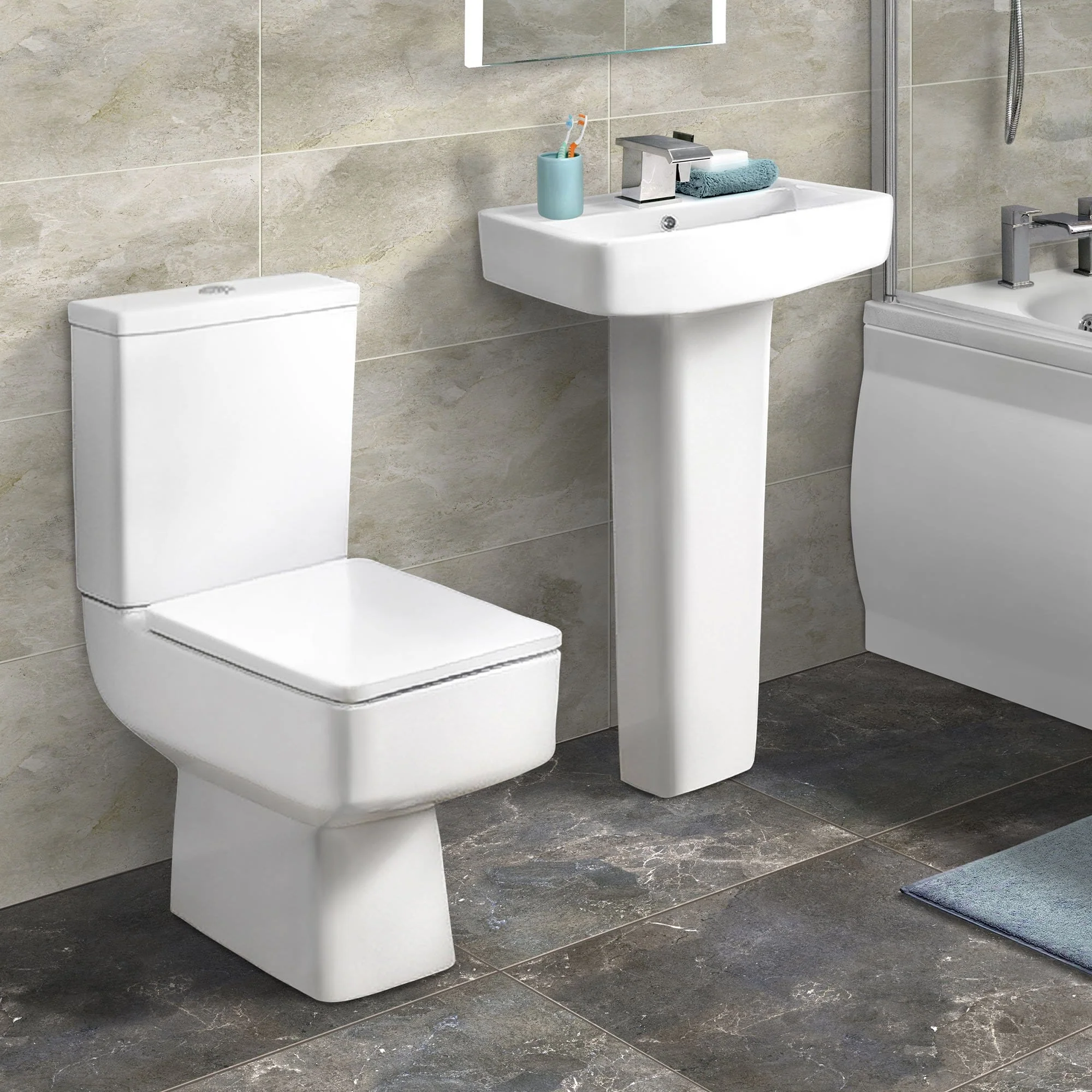 Crystalline Bliss Straight Bath Complete Bathroom Suite - Image 3