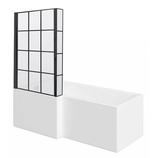 Crystalline L-Shaped Framed 1800 Matt Black Complete Shower Bathroom Suite - Image 7