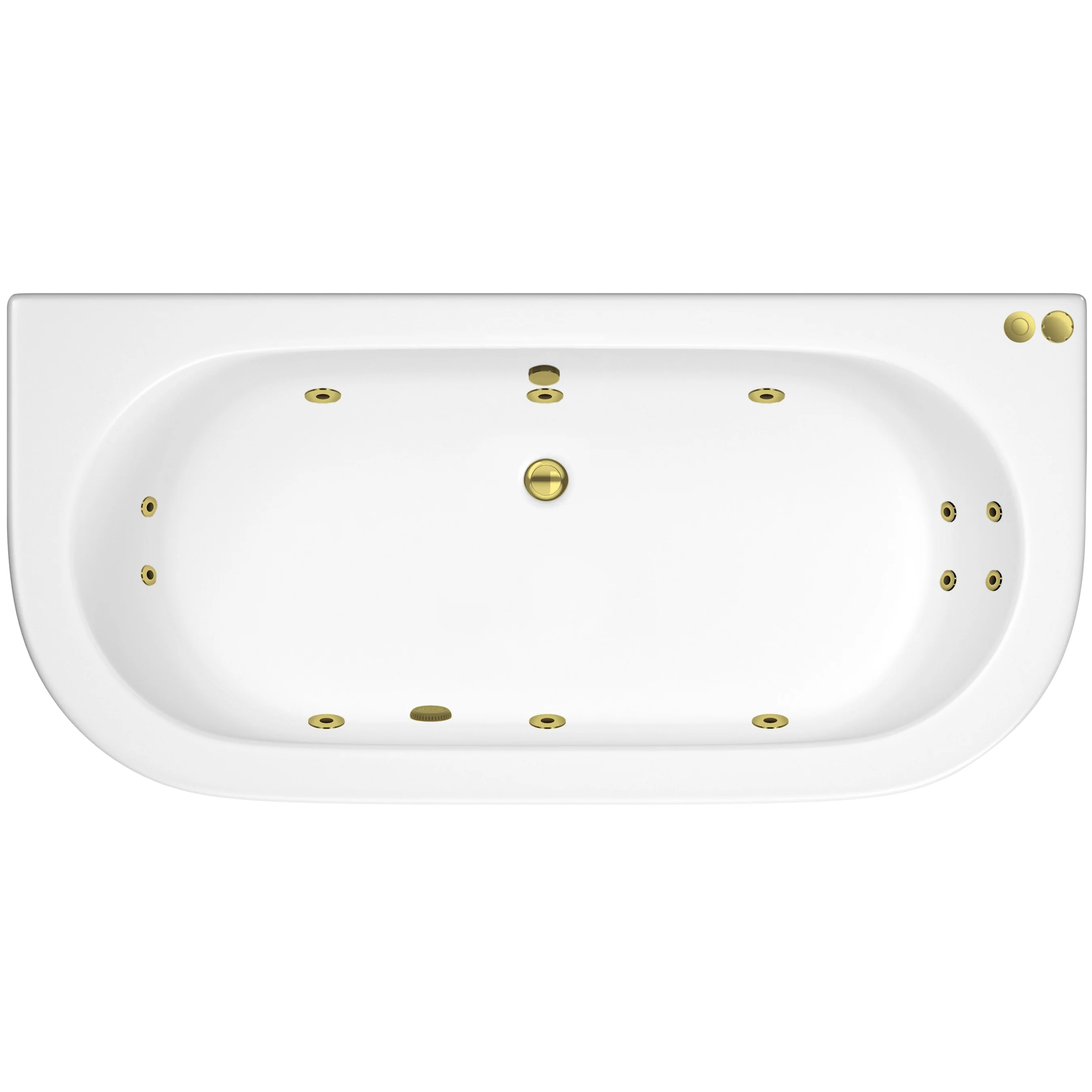 Curved Back To Wall Whirlpool Hydrotherapy Bath - 1700 x 750mm - Image 14