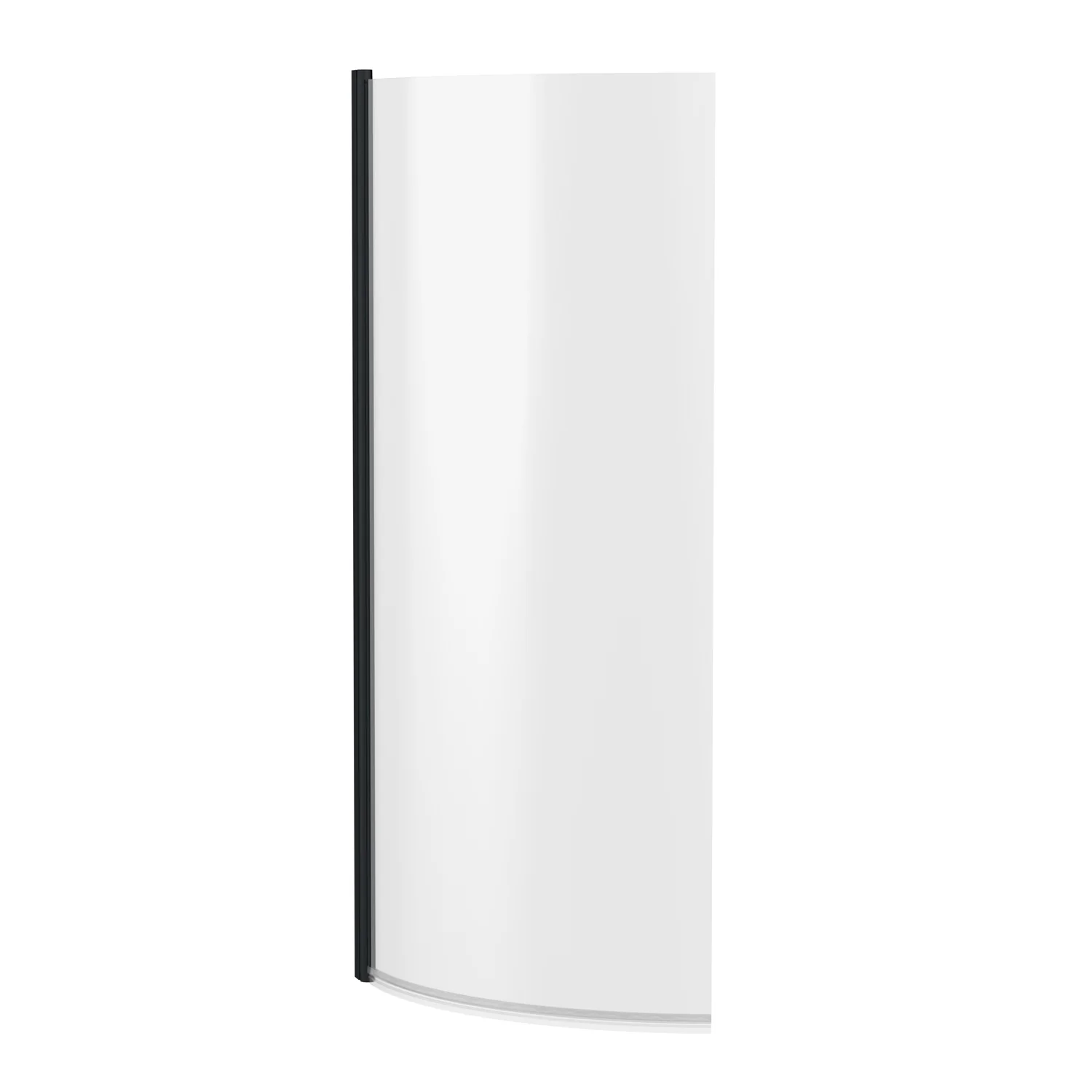 Curved P-Shaped Hinged Bath Screen - Matt Black - Image 2
