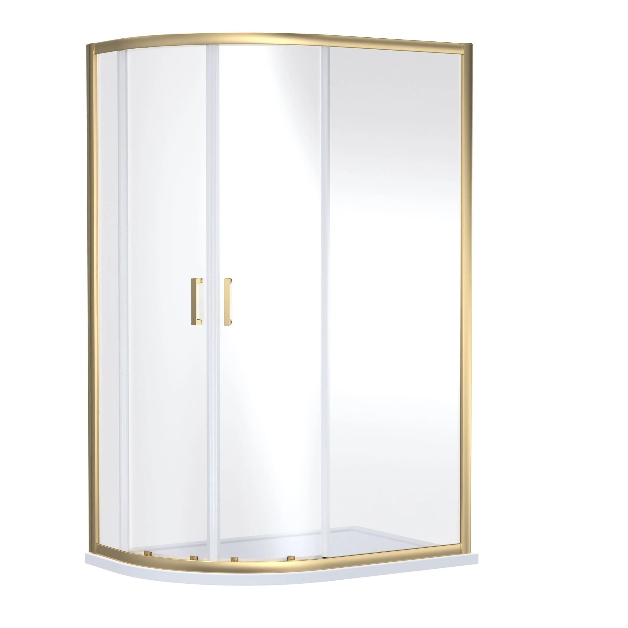 Deco Curved 600mm Satin Grey Vanity & Brushed Brass Offset Quadrant Shower Enclosure Bathroom Suite - Image 8