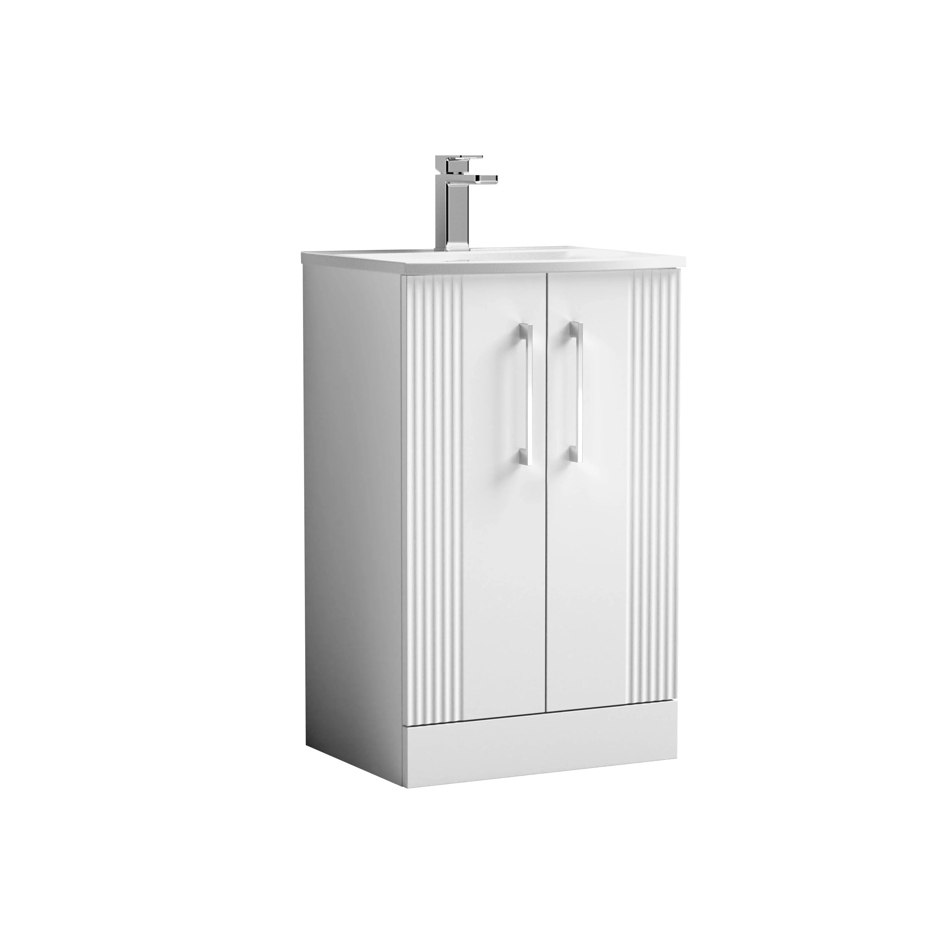 Deco Curved 600mm Satin White Vanity & Black Offset Quadrant Shower Enclosure Bathroom Suite - Image 4