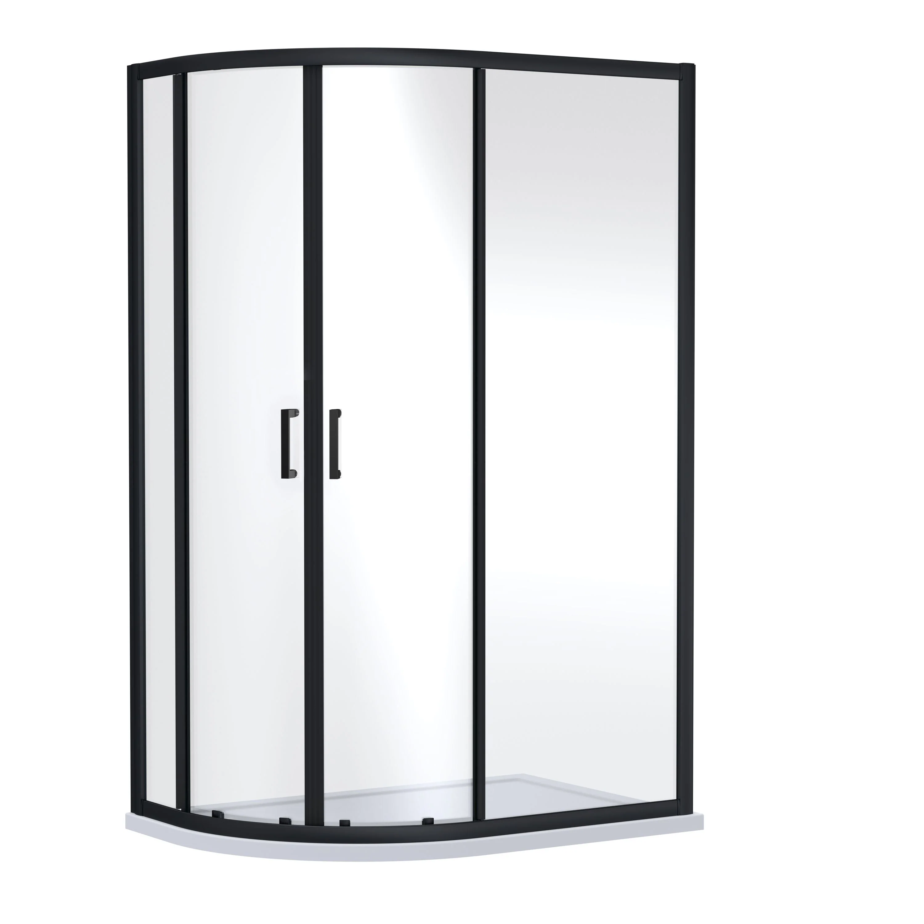Deco Curved 600mm Satin White Vanity & Black Offset Quadrant Shower Enclosure Bathroom Suite - Image 8