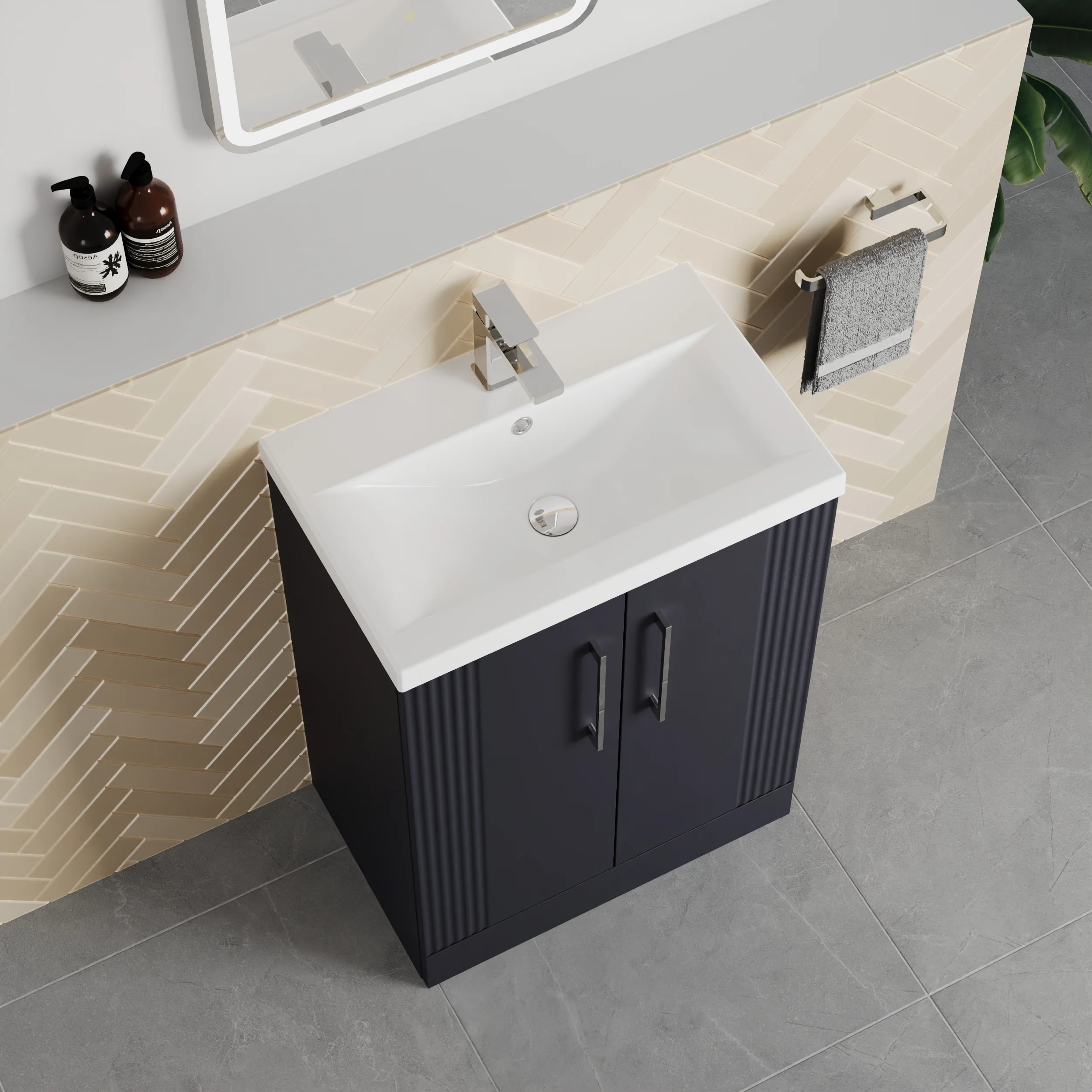 Deco Squared 500mm Cloakroom Bathroom Suite - Soft Black - Image 4