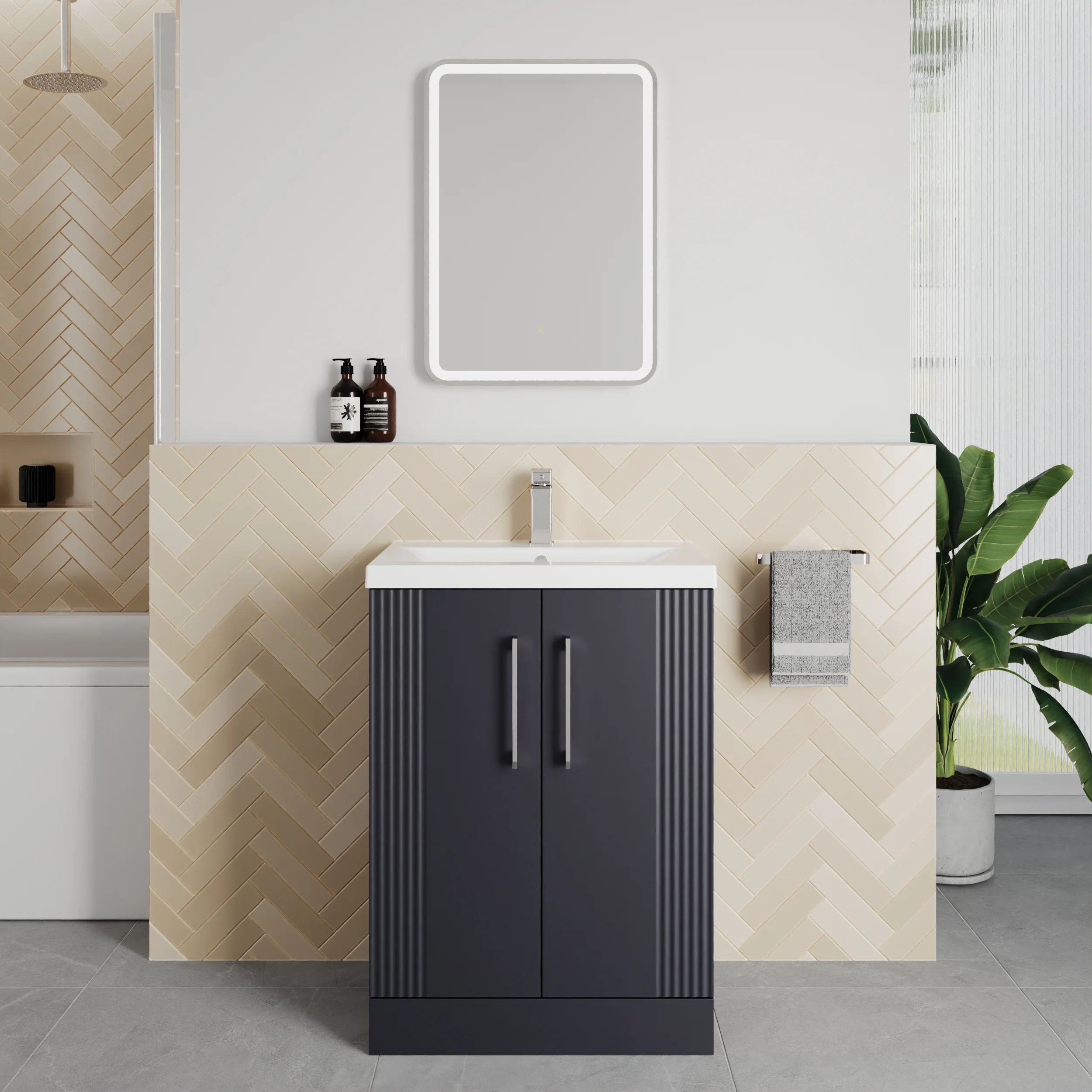 Deco Squared 500mm Cloakroom Bathroom Suite - Soft Black - Image 3