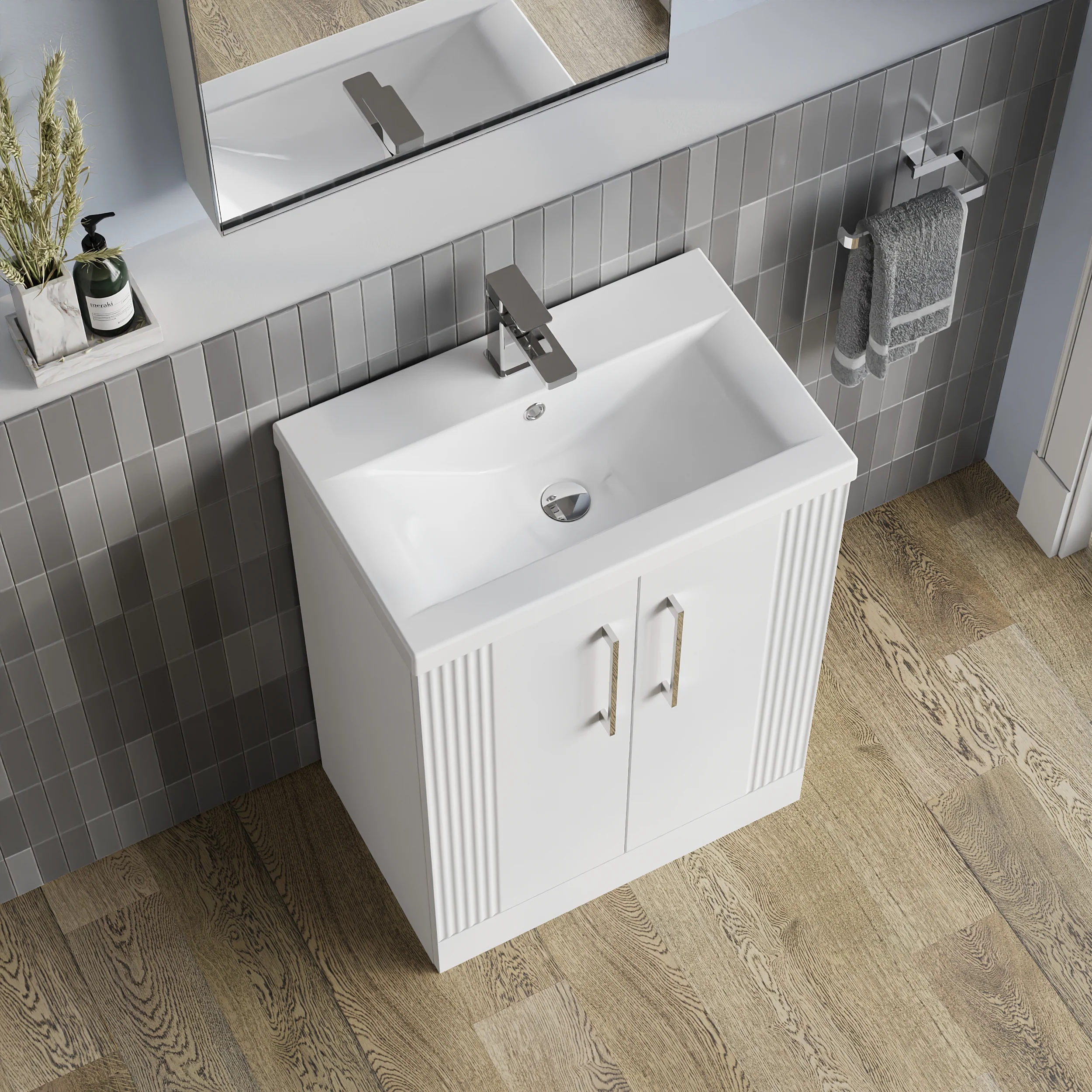 Deco Squared 600mm Cloakroom Bathroom Suite - White - Image 3