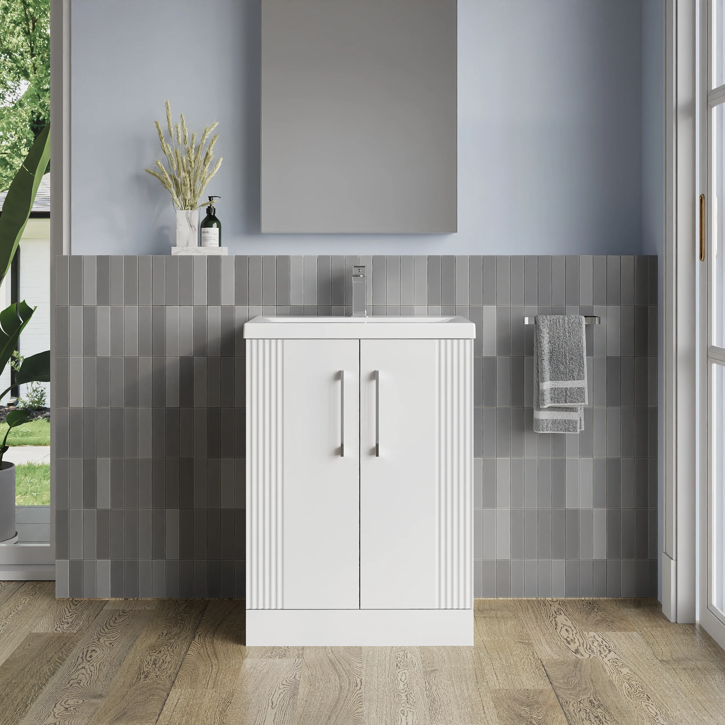 Deco Squared 600mm Cloakroom Bathroom Suite - White - Image 4