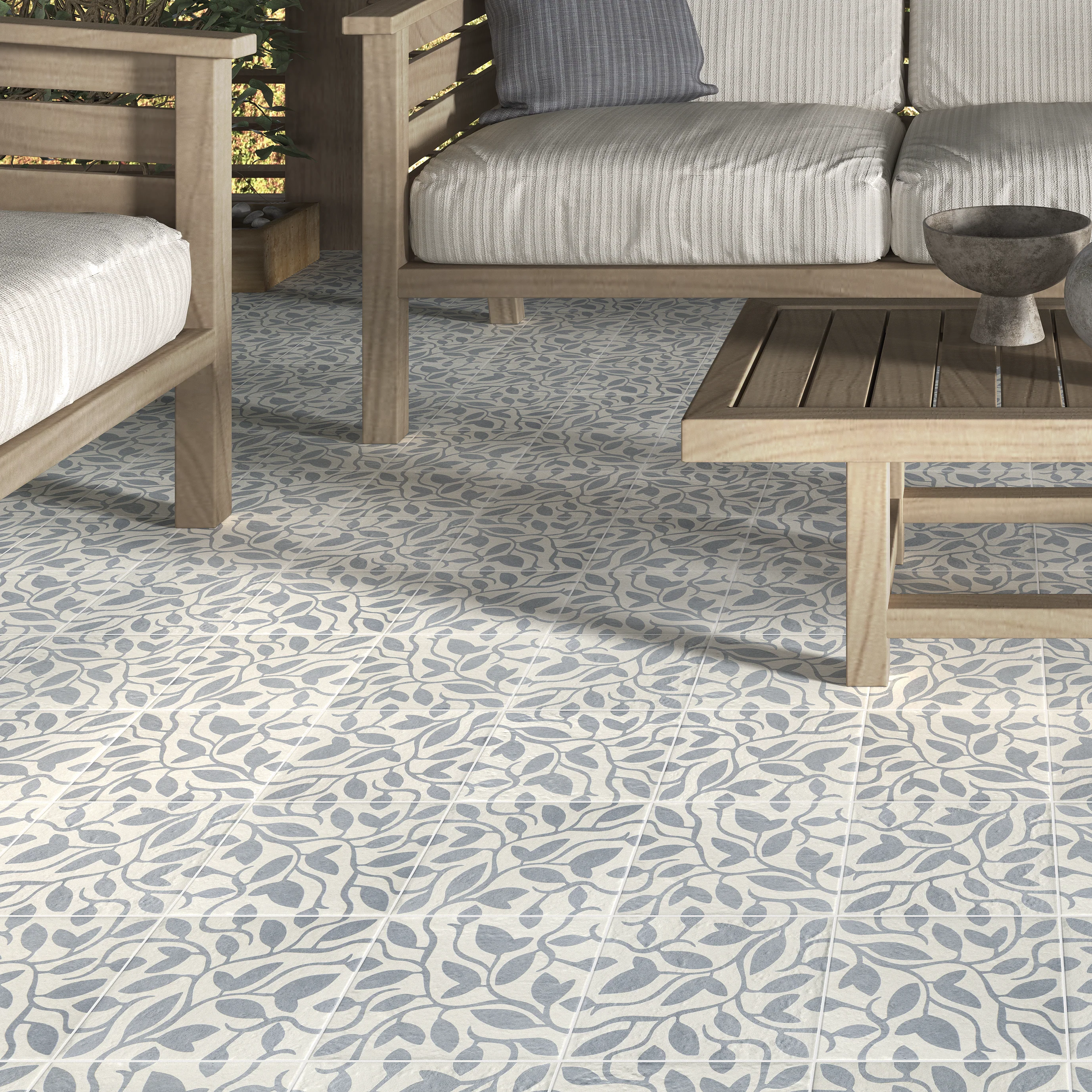 Décor Vine Blue Porcelain Square Tile - Image 2