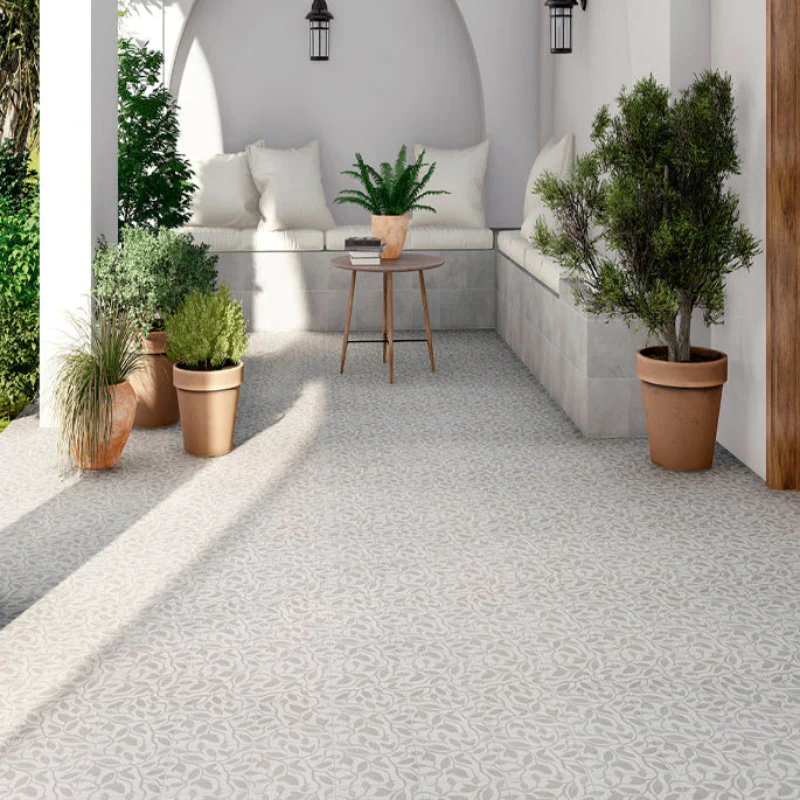 Décor Vine Grey Porcelain Square Tile